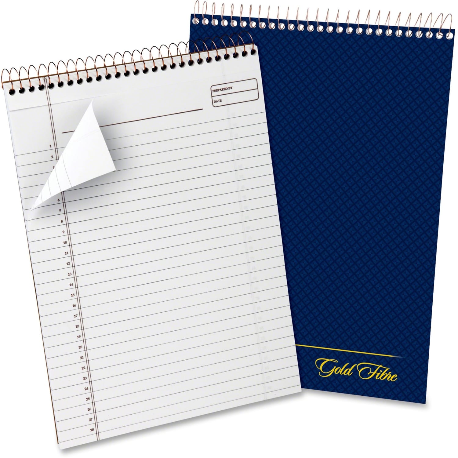 Ampad Gold Fibre Wirebound Legal Pad - 70 Sheets - Wire Bound - 20 lb Basis Weight - 8 1/2in x 11 3/4in Sheet Size - 8.50in Height x 0.4in Width x 12.3in Length - White Paper - Navy Cover - Micro Perforated, Easy Tear, Rigid, Chipboard Backing, Numbered - Image 3