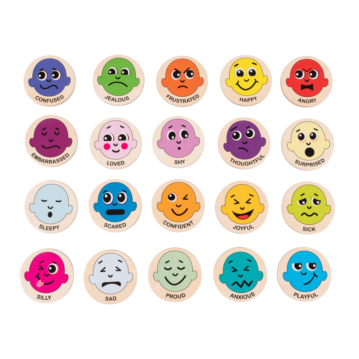 Spark & Wow Emotions Wooden Magnets, Multicolor, Pre-K, Set Of 20 Magnets - Image 3