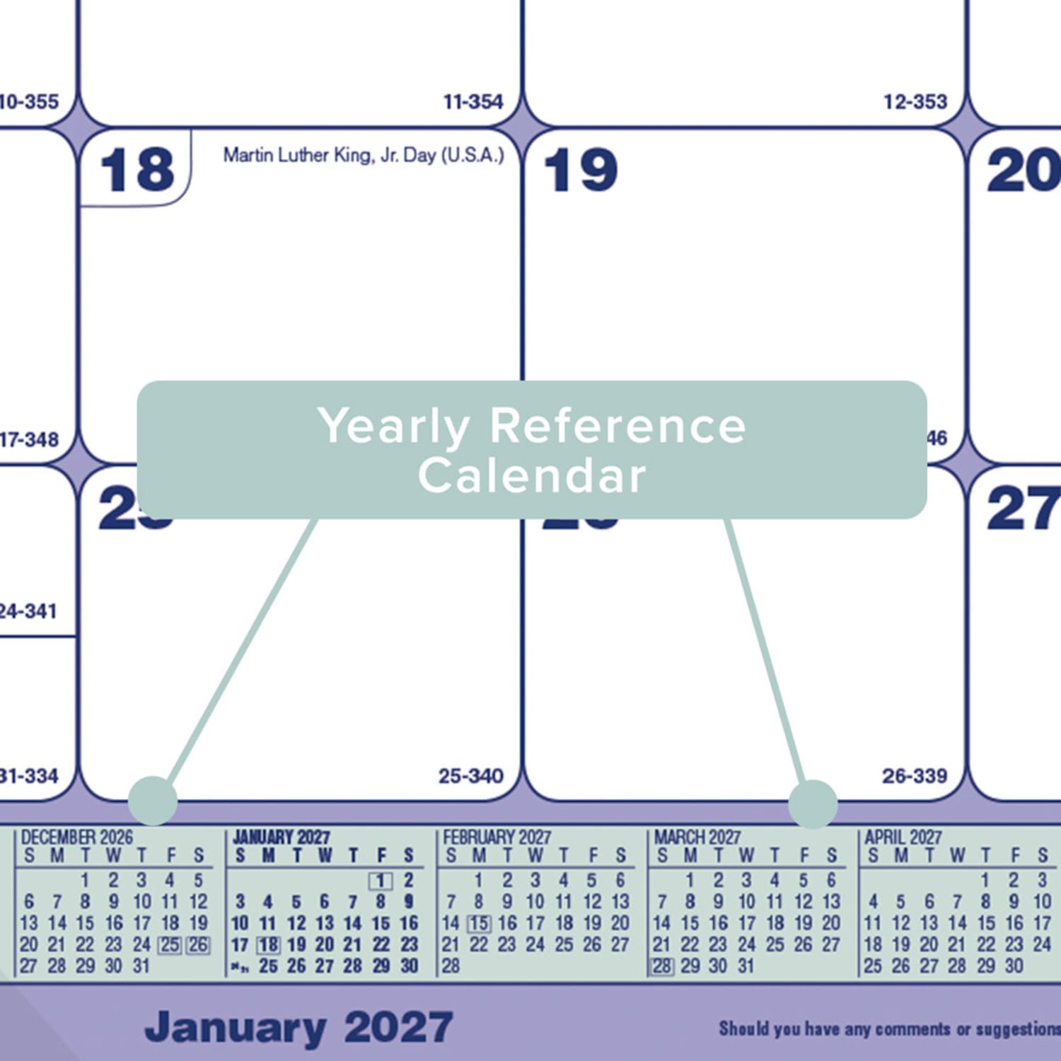 2027 Brownline Monthly Desk Pad Calendar, 17-3/4in x 10-7/8in, Blue/White, January To December, C181700, Total Qty 1 - Image 6