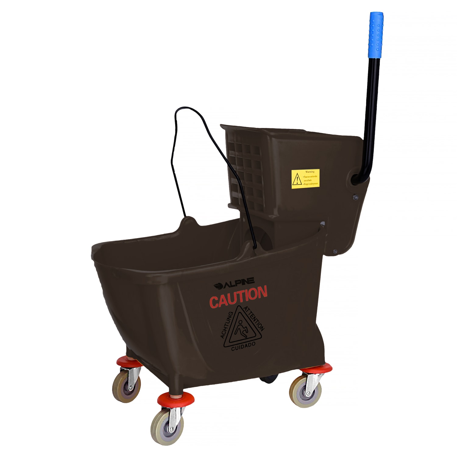 Alpine Industries 36-Quart PVC Mop Buckets With Side Wringers, 34in x 15in, Brown, Pack Of 2 Buckets - Image 4