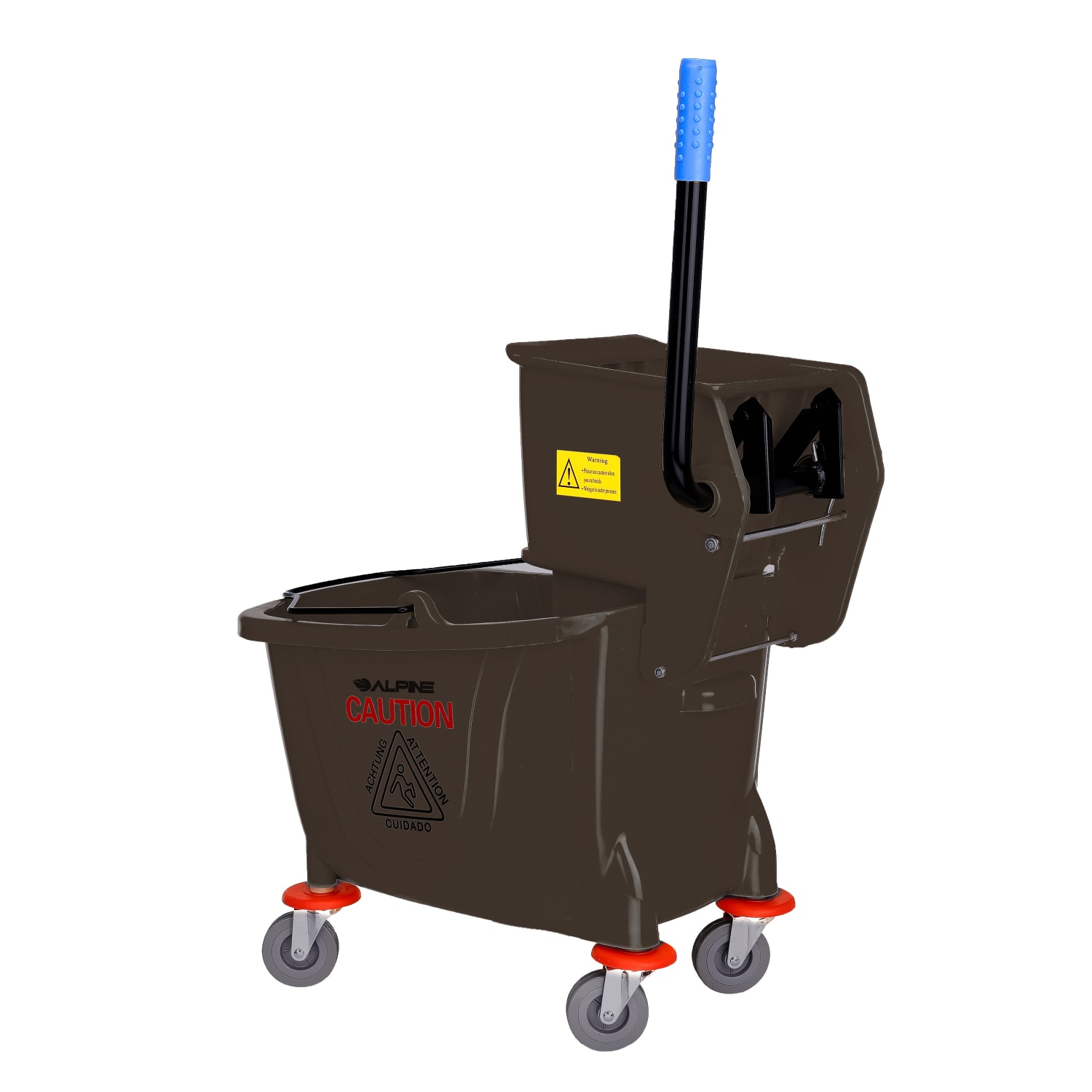 Alpine Industries 36-Quart PVC Mop Buckets With Side Wringers, 34in x 15in, Brown, Pack Of 2 Buckets - Image 5