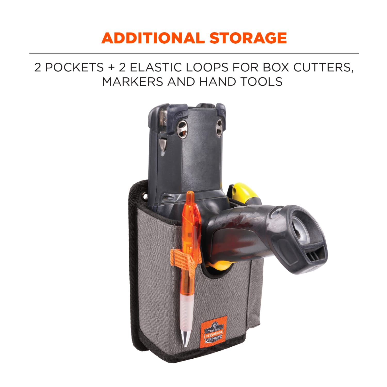 Ergodyne Squids 5543 Handheld Barcode Scanner Mount Holder With Fastener Straps, Small, 10in, Gray - Image 6
