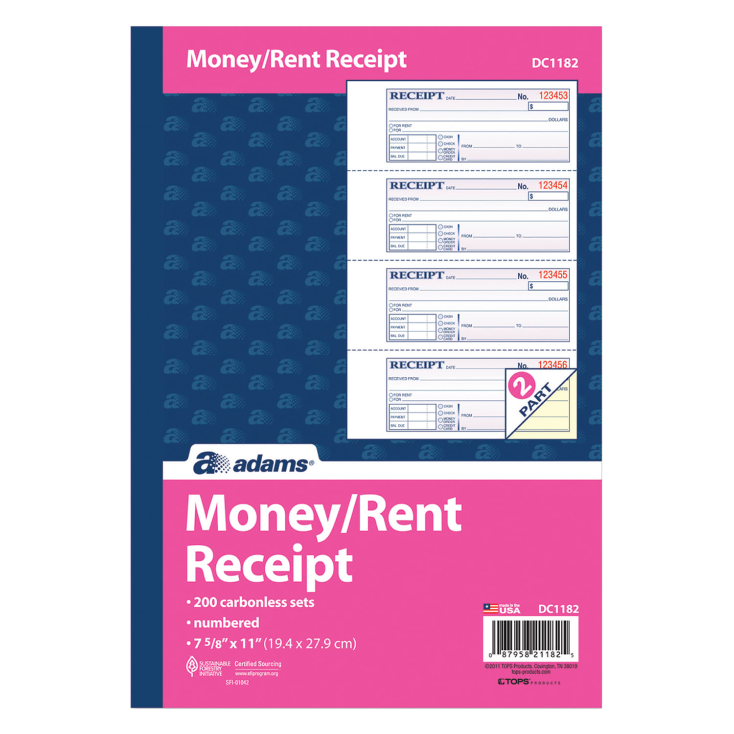 Adams Carbonless 2-Part Money/Rent Receipt Book, 7 5/8in x 11in, Book Of 200 Sets - Image 3
