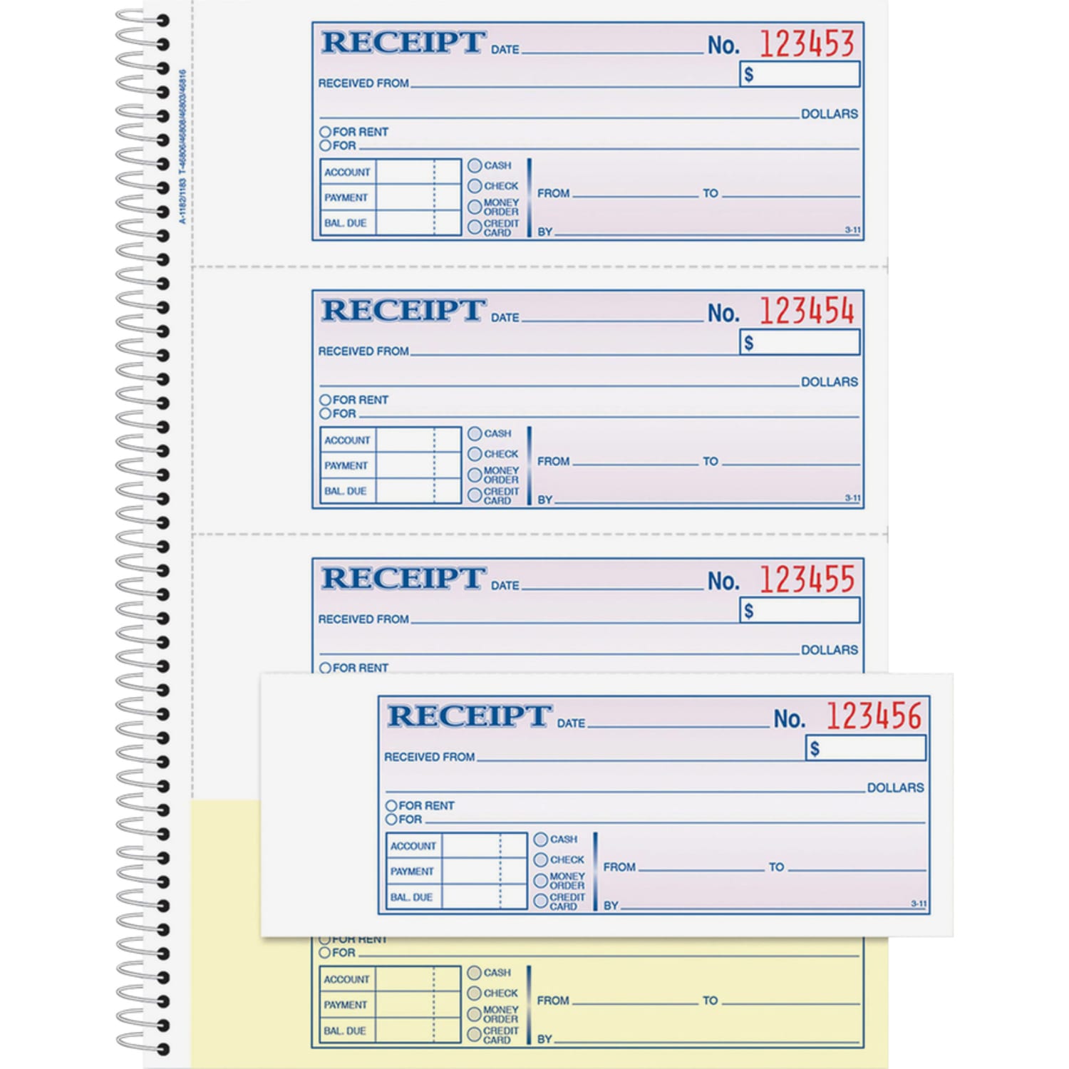 Adams Carbonless 2-Part Spiral Money/Rent Receipt Book, 7 5/8in x 11in, Book Of 200 Sets - Image 5
