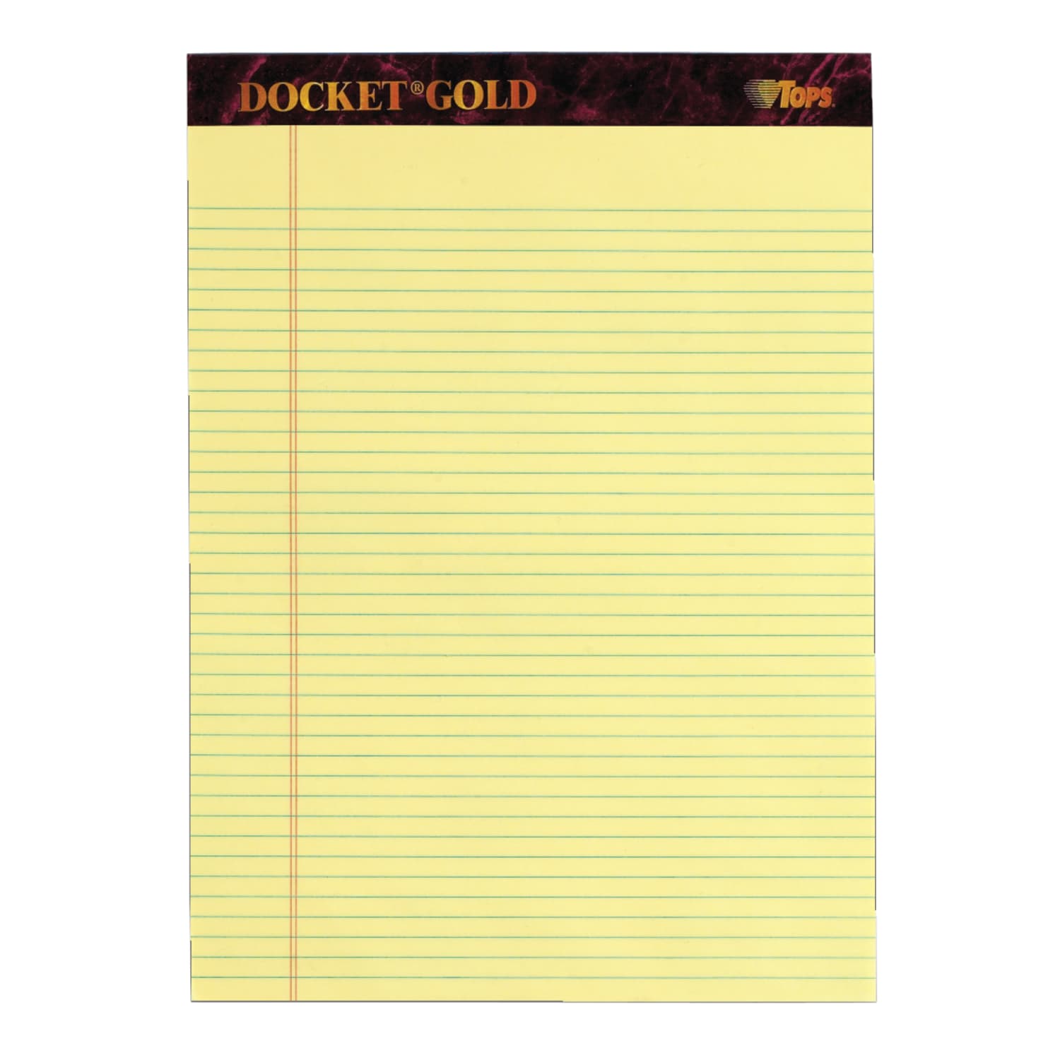 TOPS Docket Gold Perforated Writing Pads, 8 1/2in x 11 3/4in, Narrow Ruled, 50 Sheets, Canary, Pack Of 6 Pads - Image 3