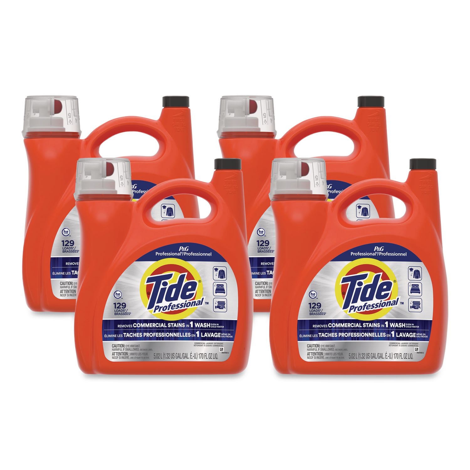 Tide Professional Commercial HE Liquid Laundry Detergent, 170 oz Pour Bottle, 4/Carton