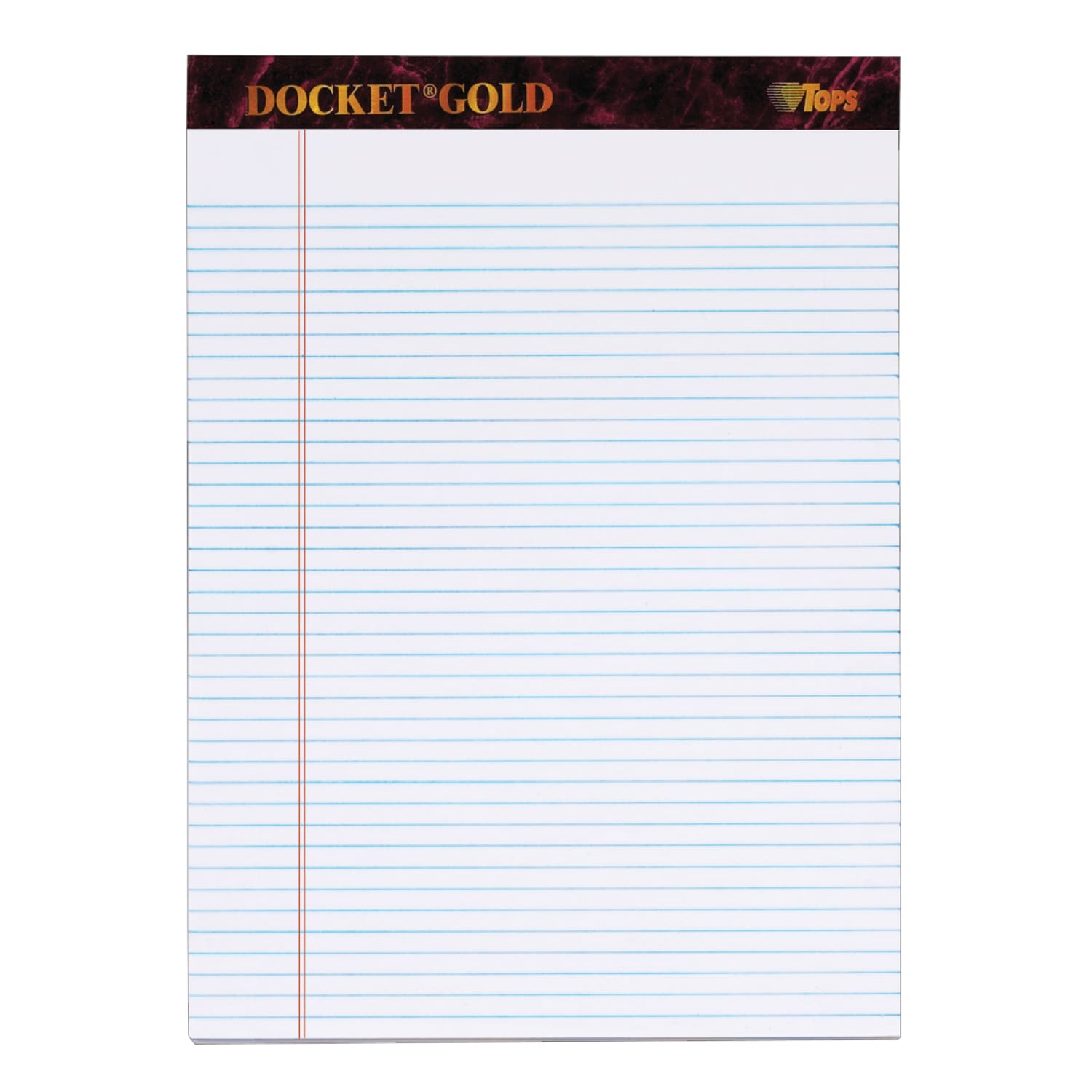 TOPS Docket Gold Perforated Writing Pads, 8 1/2in x 11 3/4in, Narrow Ruled, 50 Sheets, White, Pack Of 6 Pads - Image 3