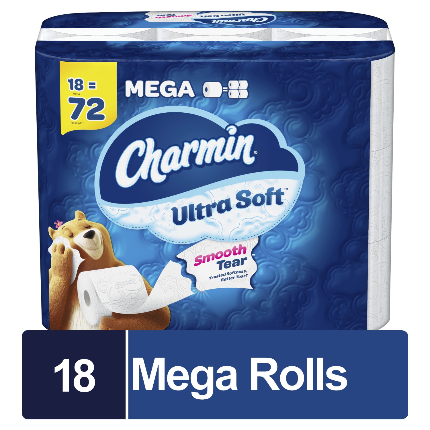 Charmin Ultra Soft 2-Ply Mega Roll Toilet Paper, 4in x 4in, White, 224 Sheets Per Roll, Pack Of 18 Rolls - Image 3