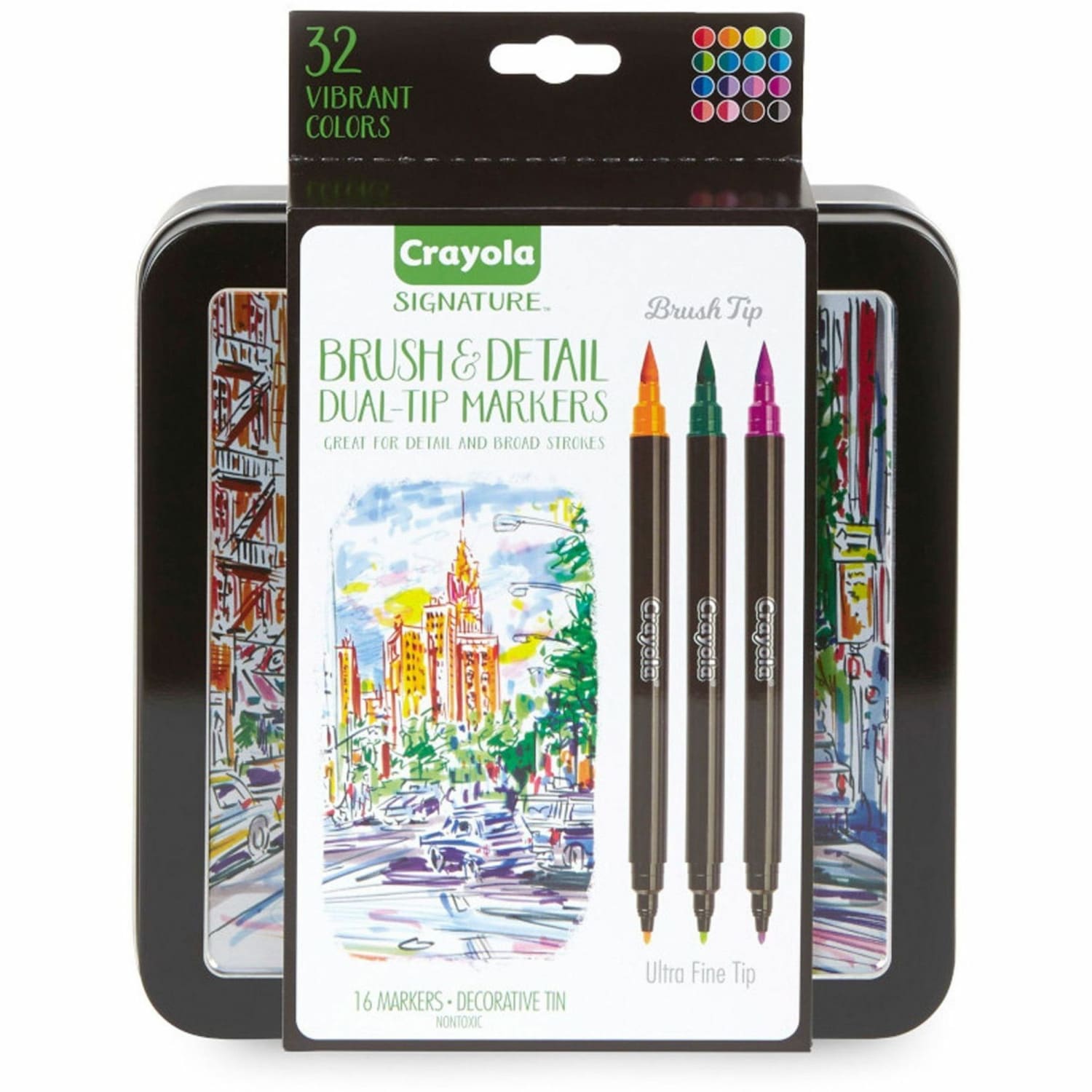 Crayola Brush & Detail Dual Tip Markers - Ultra Fine Brush Marker Point - 16 / Set - Image 3