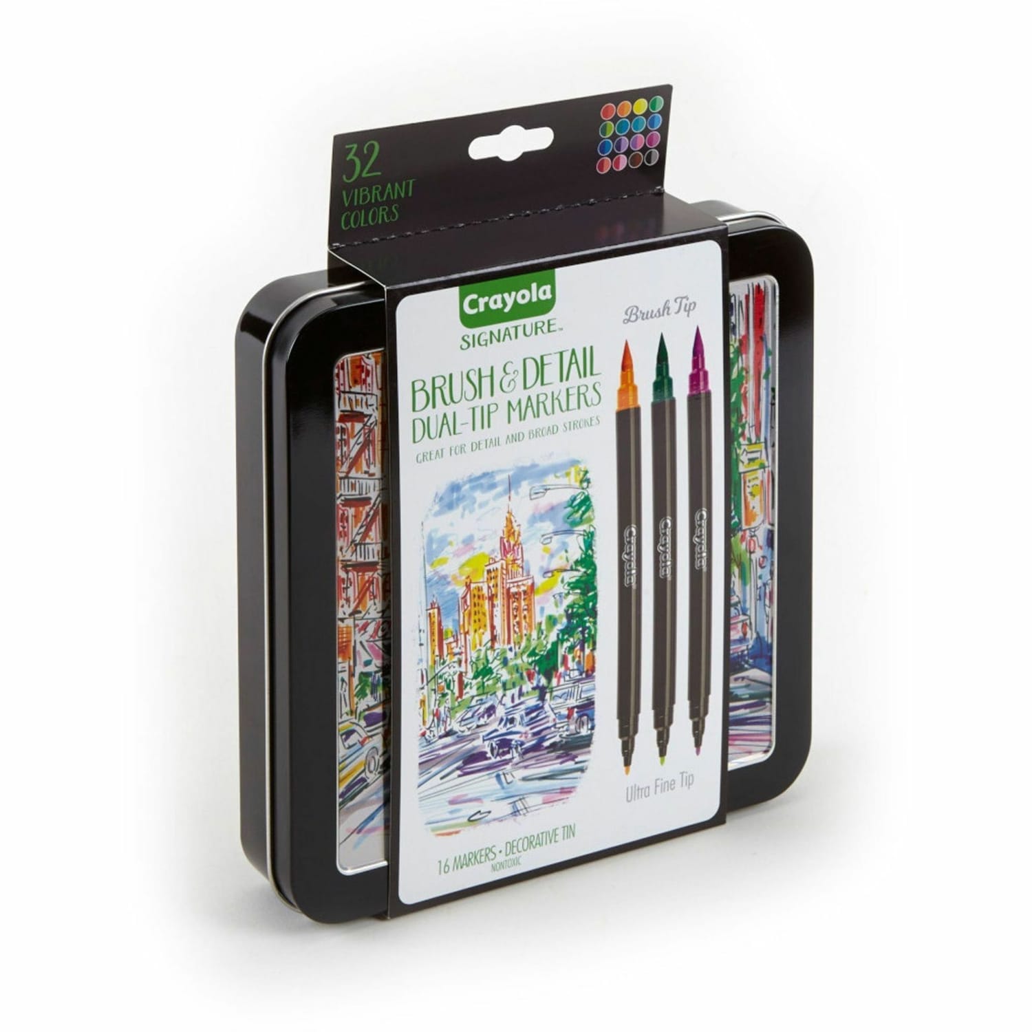 Crayola Brush & Detail Dual Tip Markers - Ultra Fine Brush Marker Point - 16 / Set - Image 4
