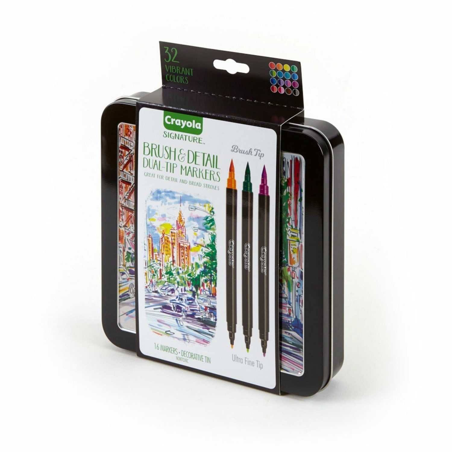 Crayola Brush & Detail Dual Tip Markers - Ultra Fine Brush Marker Point - 16 / Set - Image 5