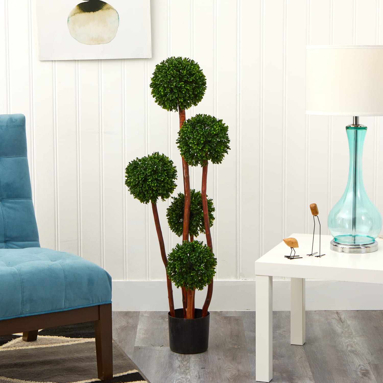 Nearly Natural 4ftH Artificial Boxwood Topiary Tree With Pot, Green/Black - Image 3