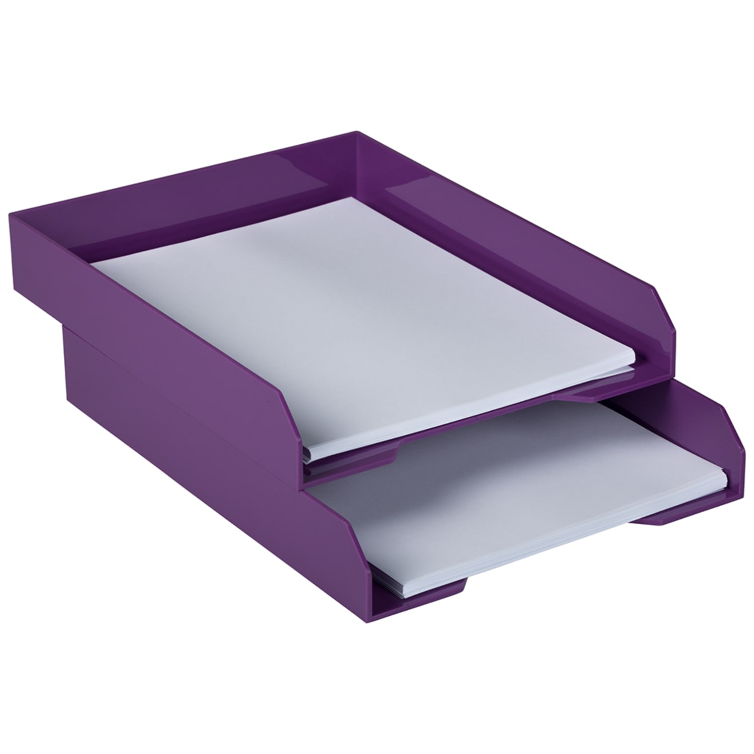 JAM Paper Stackable Paper Trays, 2inH x 9-3/4inW x 12-1/2inD, Purple, Pack Of 2 Trays - Image 4