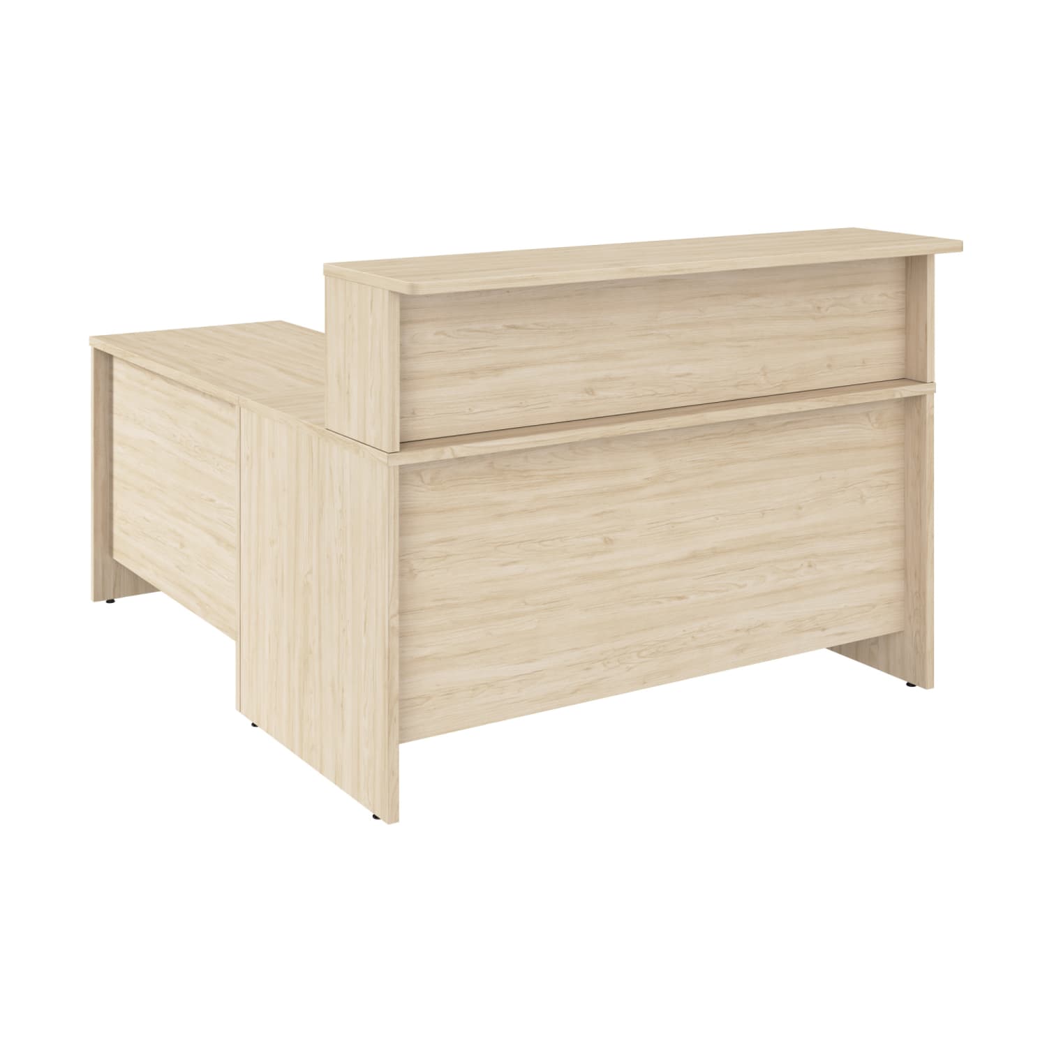 Bush Business Furniture Arrive 60inW L Shaped Reception Desk with Shelf, Natural Elm, Standard Delivery - Image 3