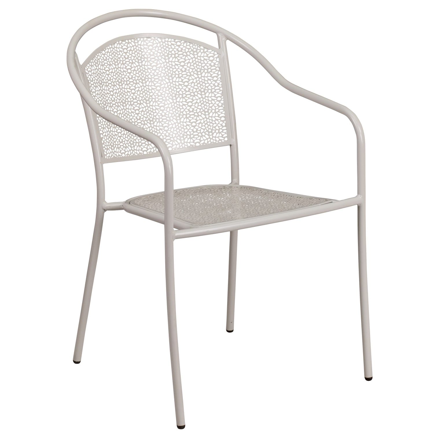 Flash Furniture Oia Indoor/Outdoor Steel Patio Armchair with Round Back, Light Gray - Image 3