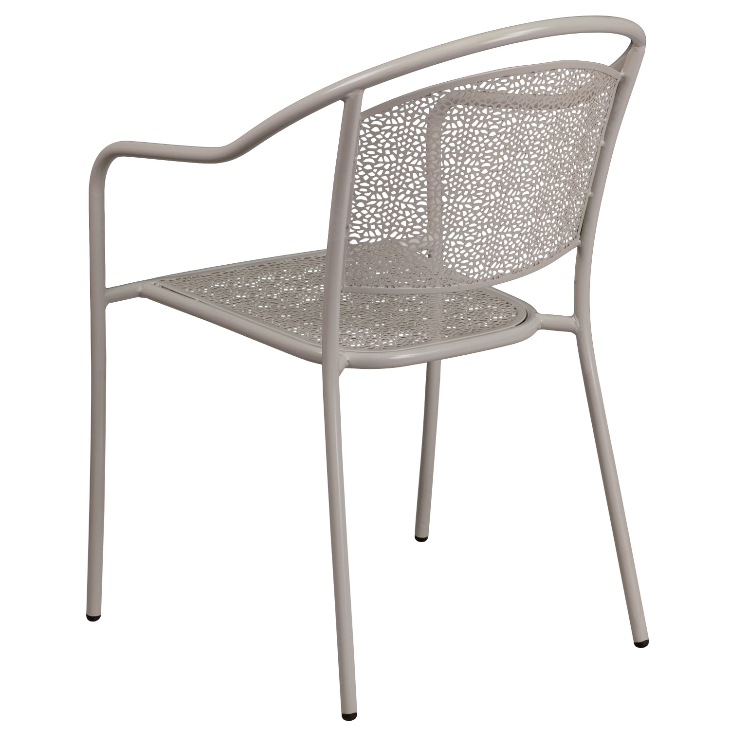 Flash Furniture Oia Indoor/Outdoor Steel Patio Armchair with Round Back, Light Gray - Image 5