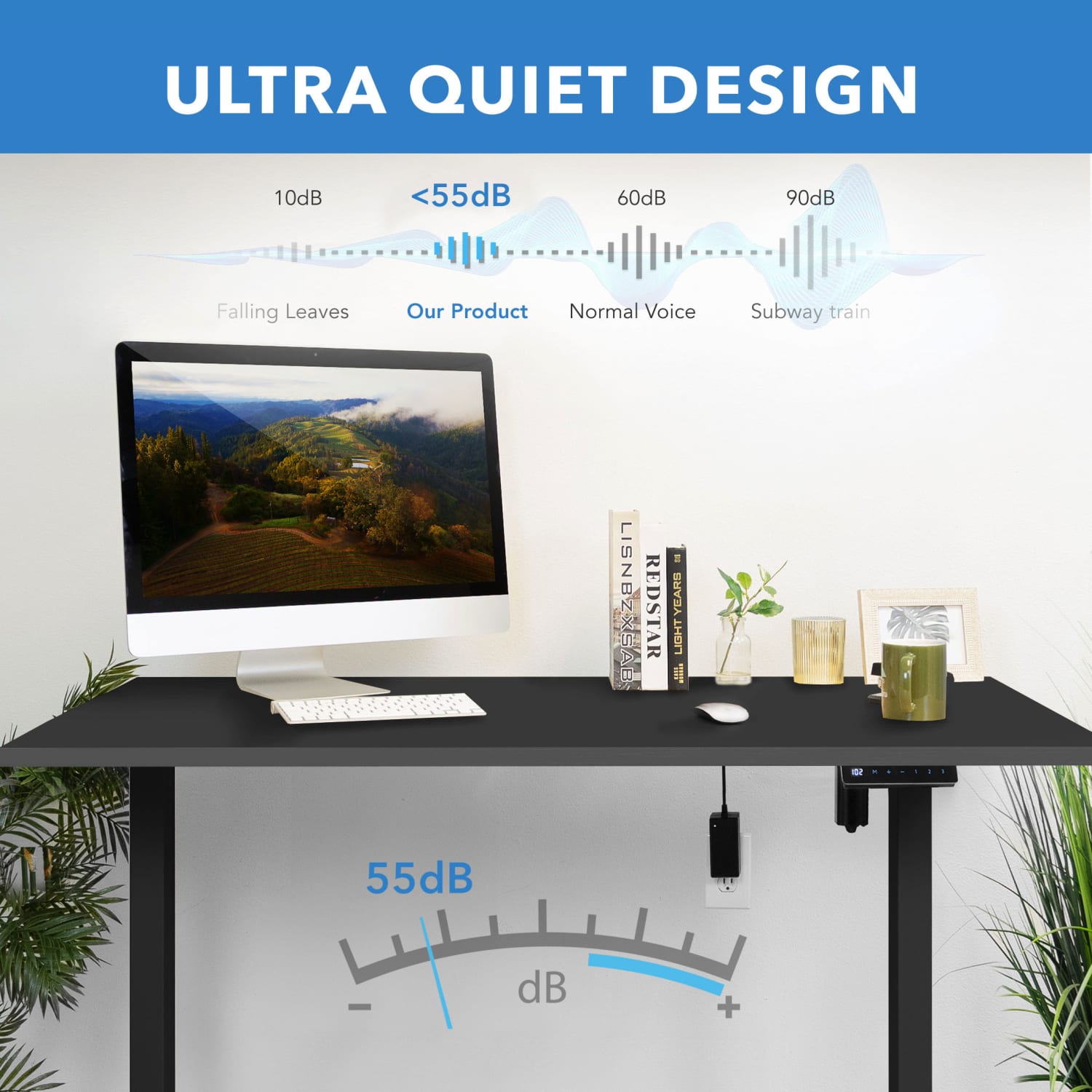 Mount-It! Electric Standing Desk With Adjustable Height And 55inW Tabletop, Black, MI18087 - Image 6