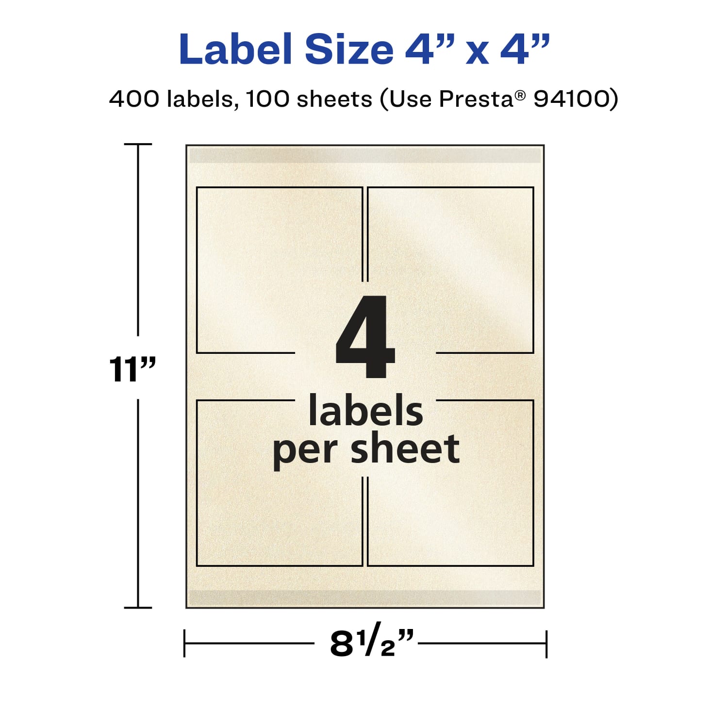 Avery Pearlized Permanent Labels With Sure Feed, 94100-PIP100, Square, 4in x 4in, Ivory, Pack Of 400 Labels - Image 6