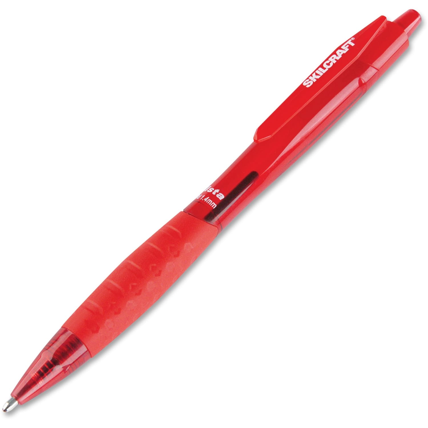 SKILCRAFT Retractable Ballpoint Pens, Bold Point, 1.4mm, Red Barrel, Red Ink, Pack Of 12 - Image 3