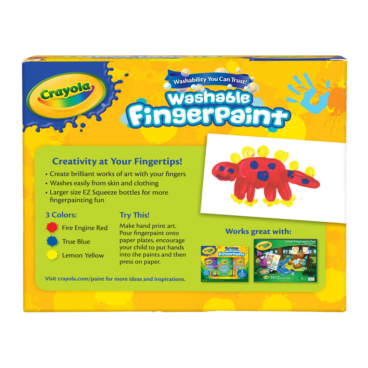 Crayola Washable Fingerpaint, Bold Colors, 8 Oz, 3 Bottles Per Pack, Set Of 2 Packs - Image 4