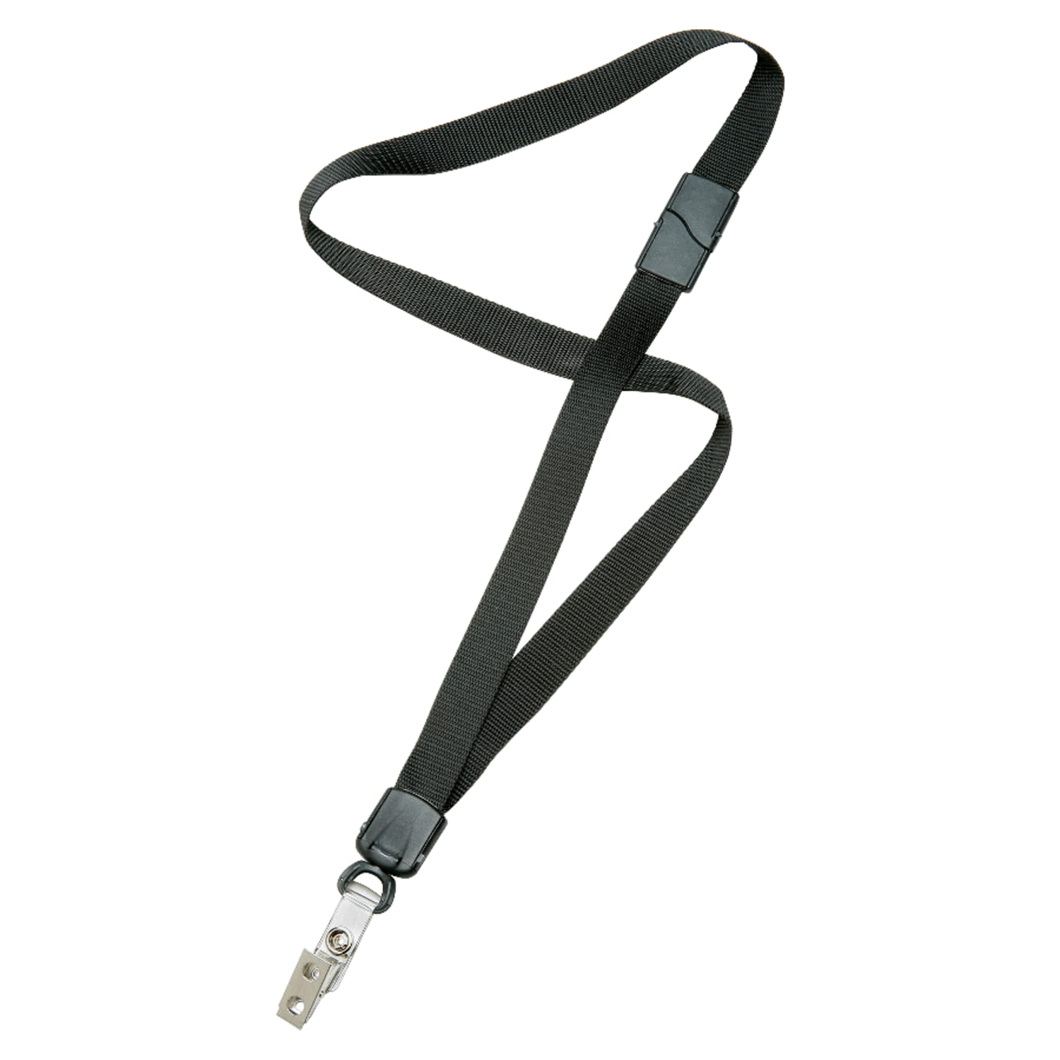 SKILCRAFT Deluxe Lanyard With Bulldog Clip, 36in, Black, Pack Of 12 (AbilityOne 8455-01-613-0200)