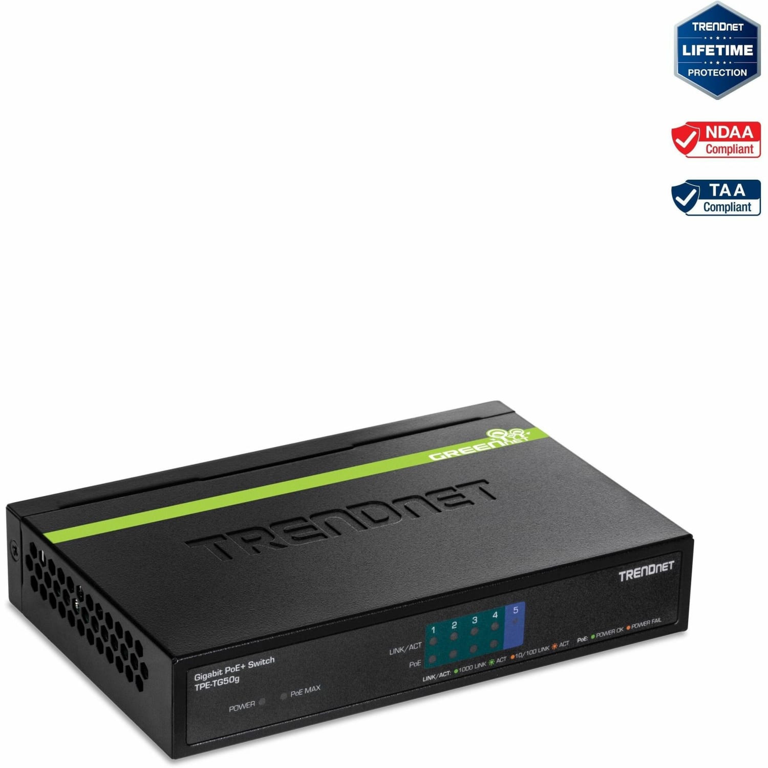 TRENDnet 5-Port Gigabit PoE+ Switch, 31 W PoE Budget, 10 Gbps Switching Capacity - Image 3