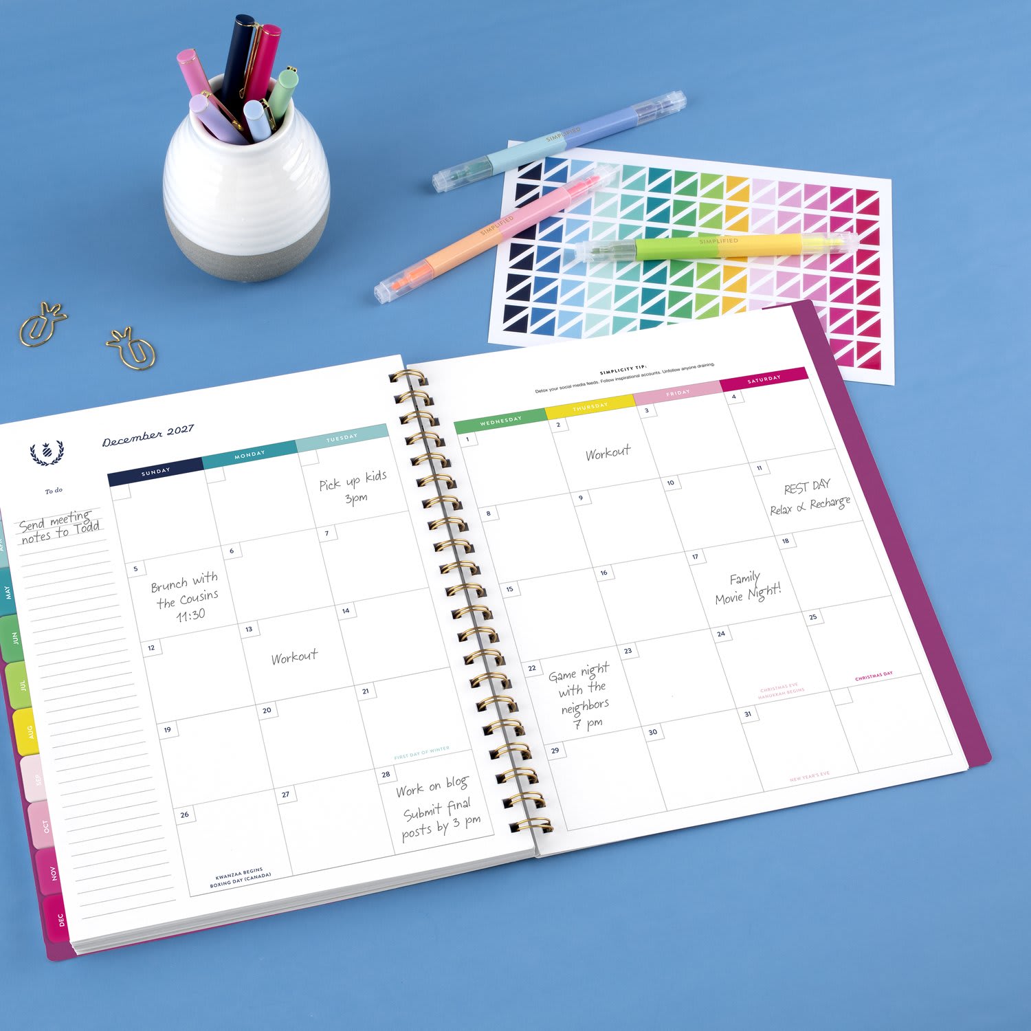 Simplified by Emily Ley for AT-A-GLANCE 2027 Weekly Monthly Planner, Nostalgia Pink, Large, 8 1/2in x 11in - Image 4
