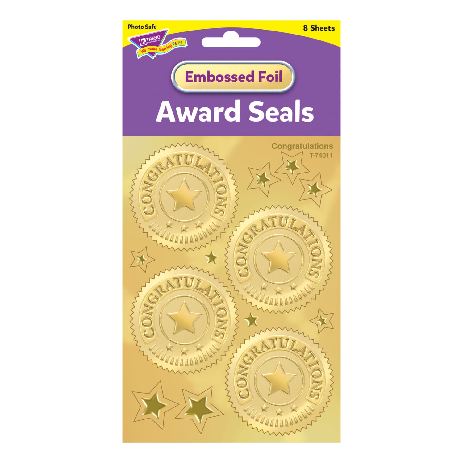 Trend Award Seal Stickers, Congratulations Gold, 32 Stickers Per Pack, Set Of 6 Packs - Image 4