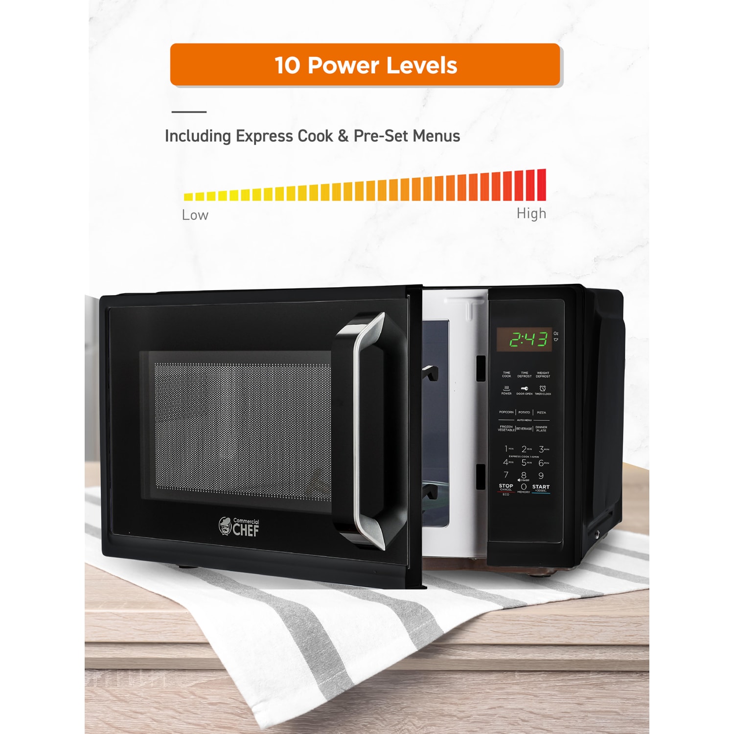 Commercial Chef 0.9 Cu. Ft. Countertop Microwave, Black - Image 4