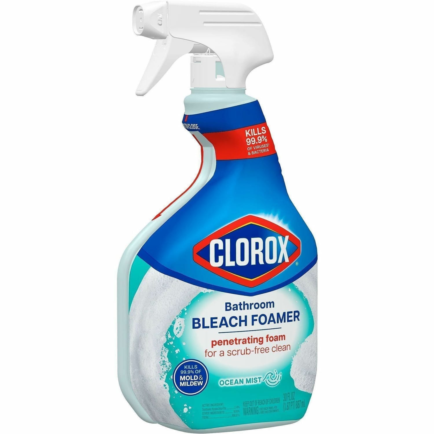 Clorox Disinfecting Bathroom Foamer with Bleach - For Bathroom - 30 fl oz (0.9 quart) - Disinfectant - Clear - 9 / Carton - Image 3