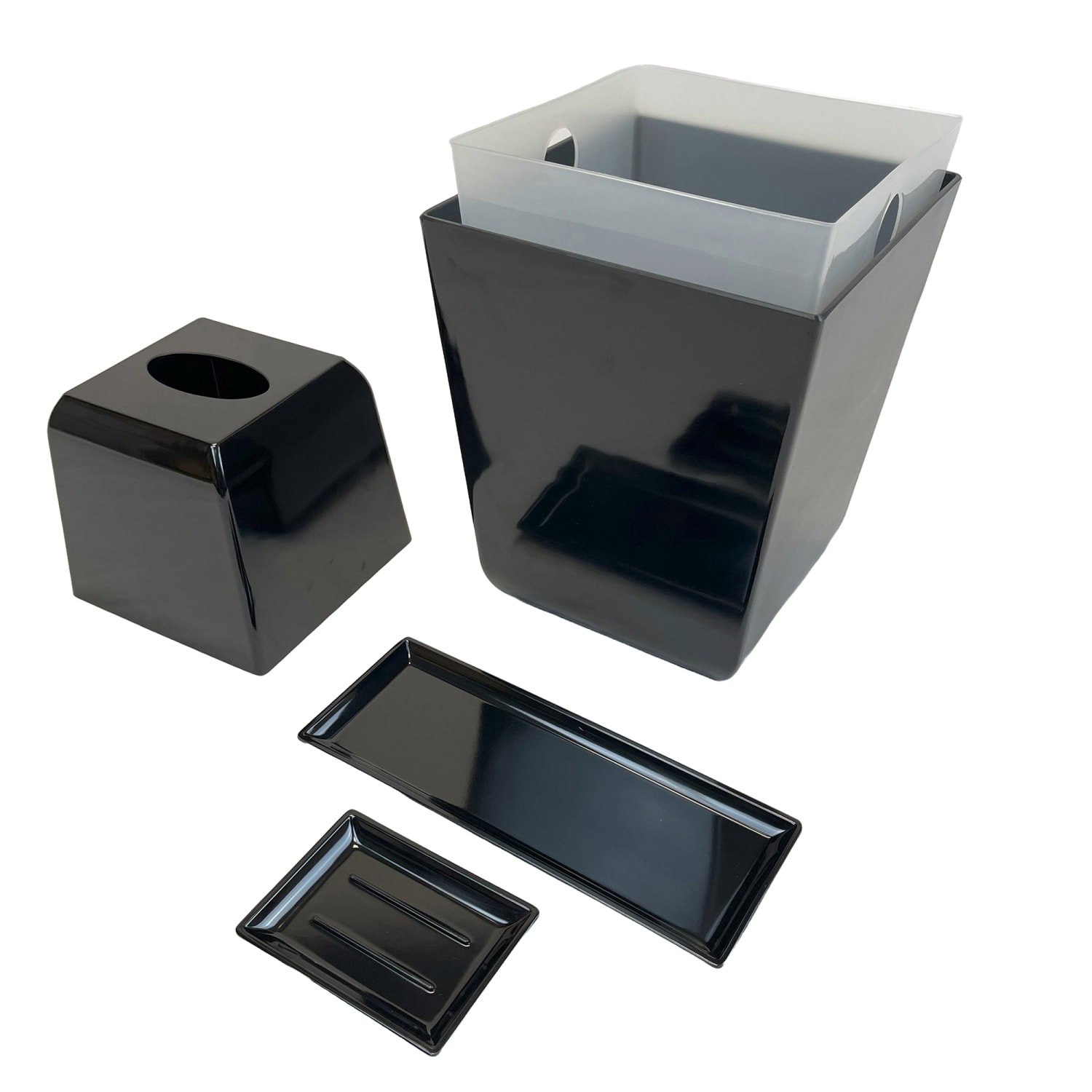 Hospitality Source Del Mar Bath Set Amenity Trays, 10-1/2in x 4-1/2in x 1/2in, Black, Pack Of 24 Trays - Image 5