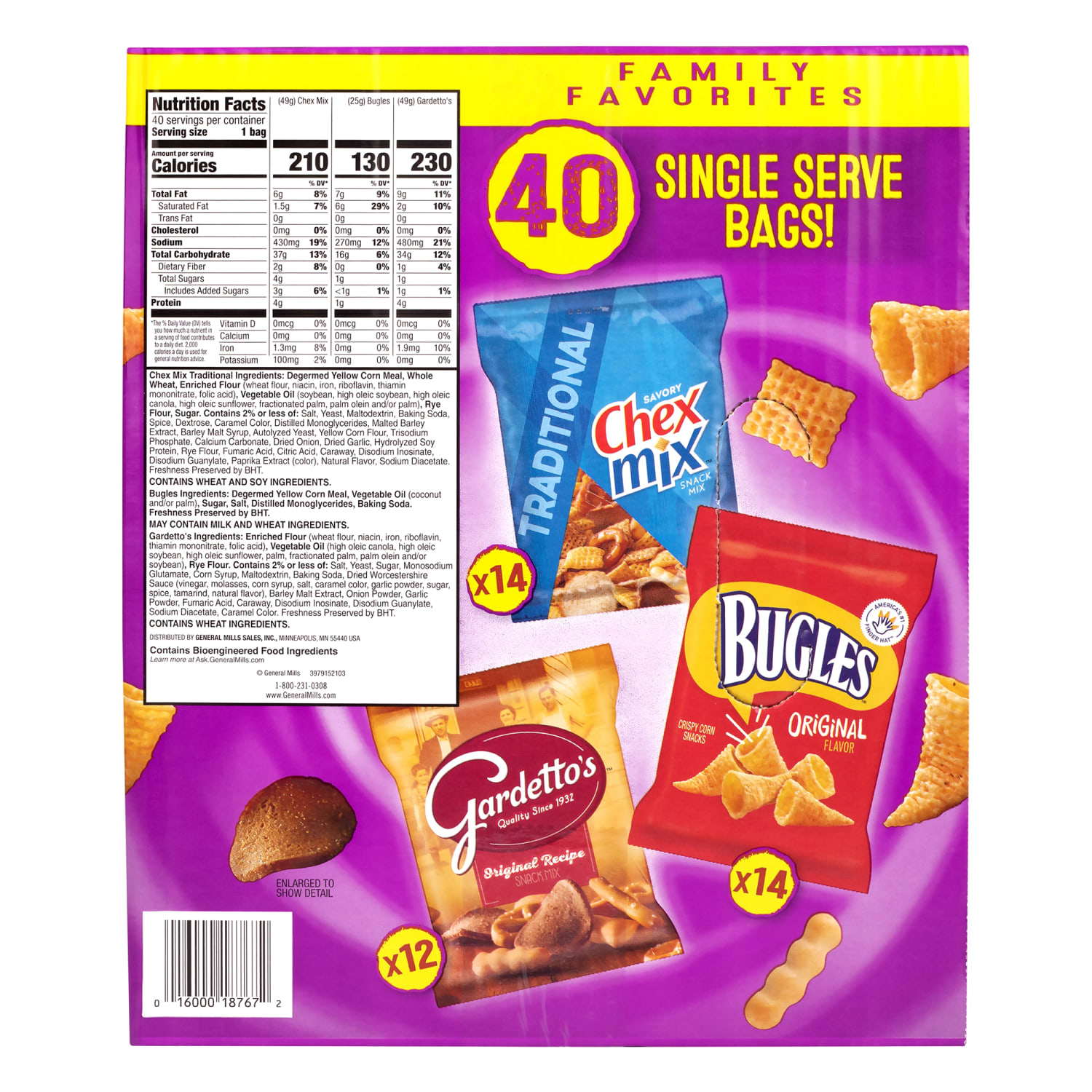 Bugles, Chex Mix and Gardetto Variety Pack Snack Mix, 40 Bags Per Pack - Image 6