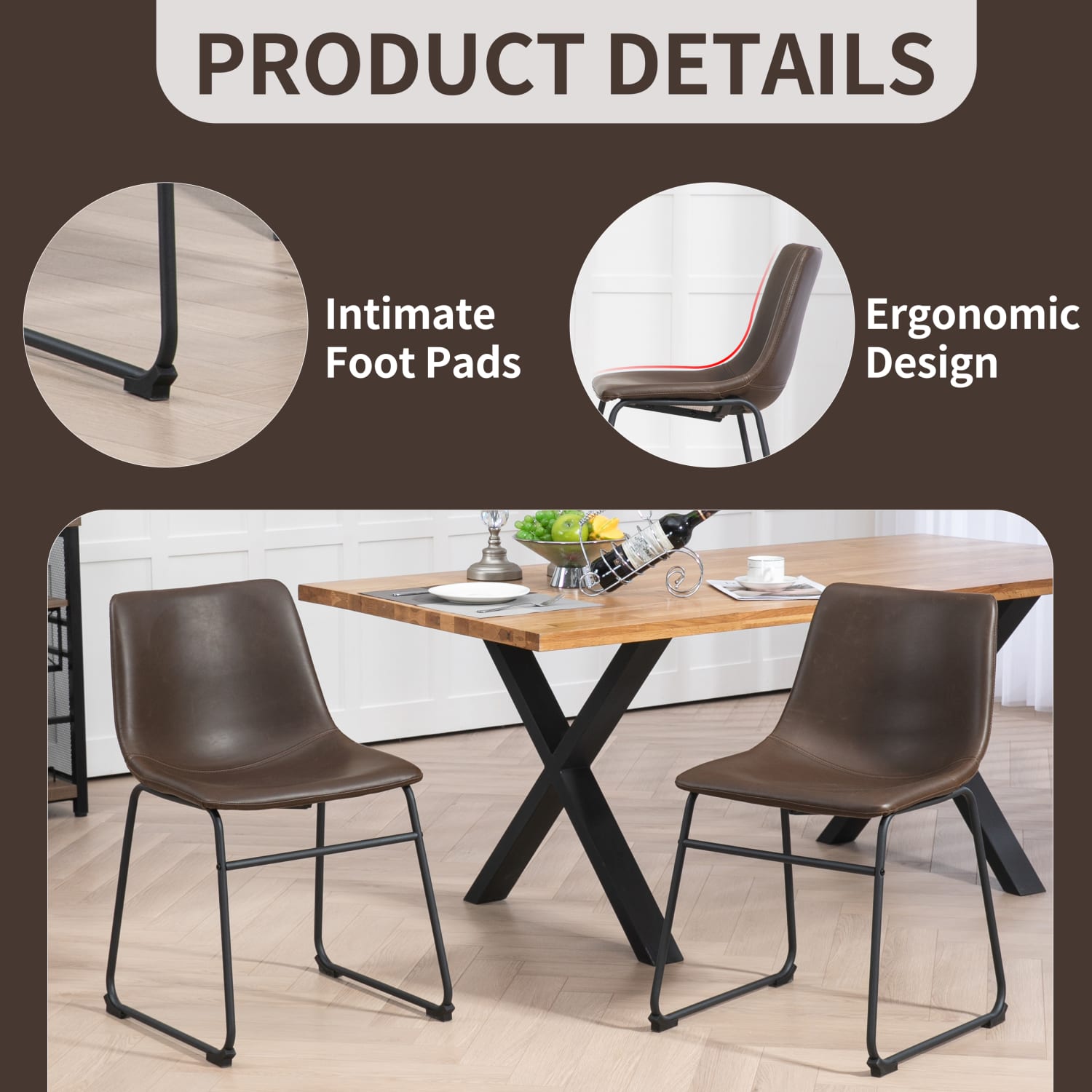 Glamour Home Adan Dining Chairs, Dark Brown, Set Of 2 Chairs - Image 10