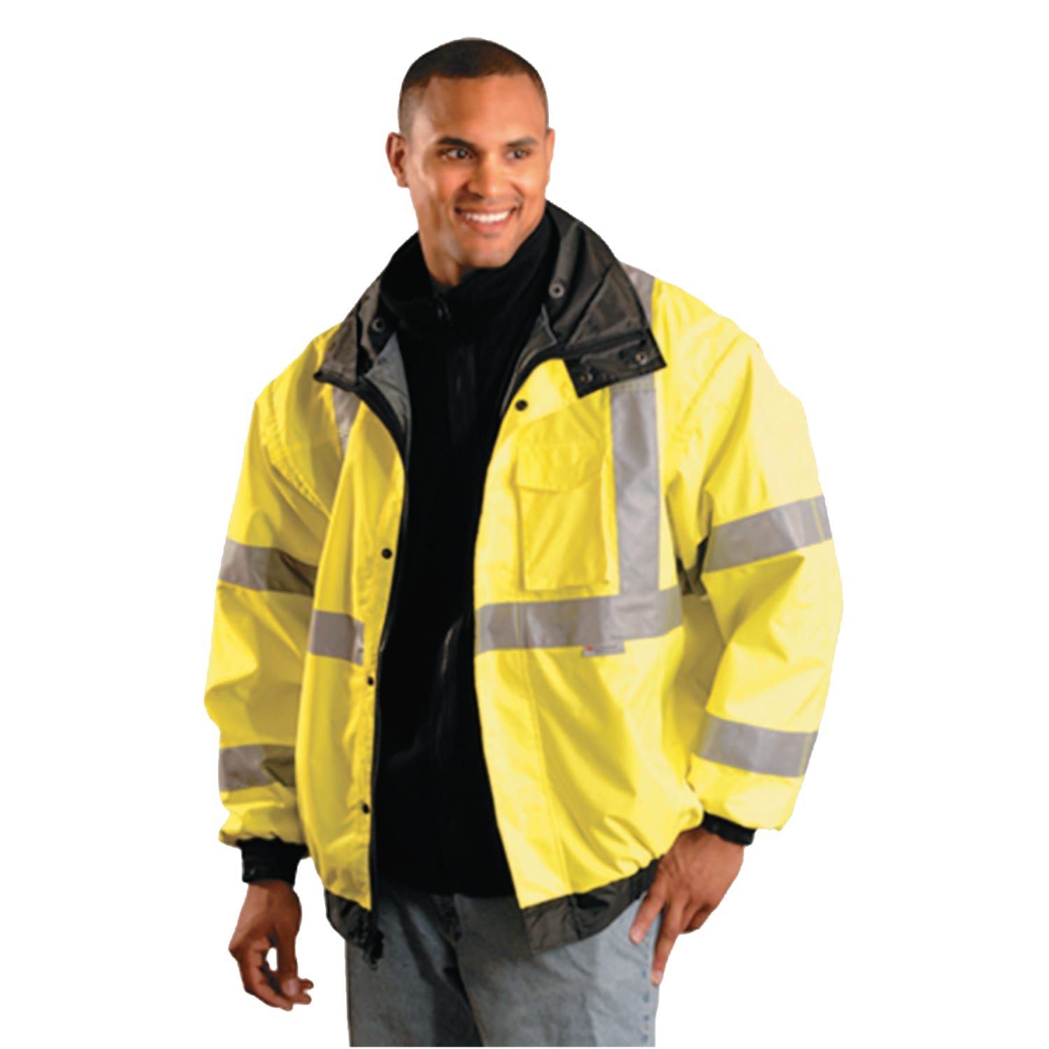 OccuNomix Polyester Bomber Jacket, Large, Yellow - Image 3