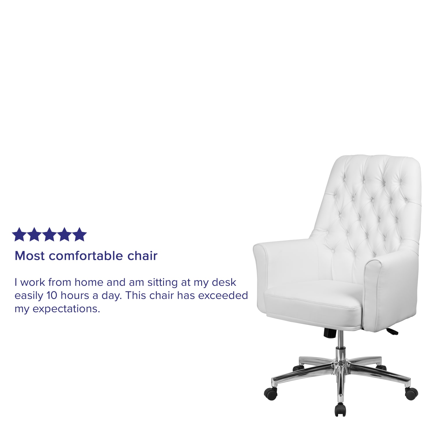 Flash Furniture Traditional Tufted LeatherSoft Mid-Back Executive Office Chair, White - Image 6