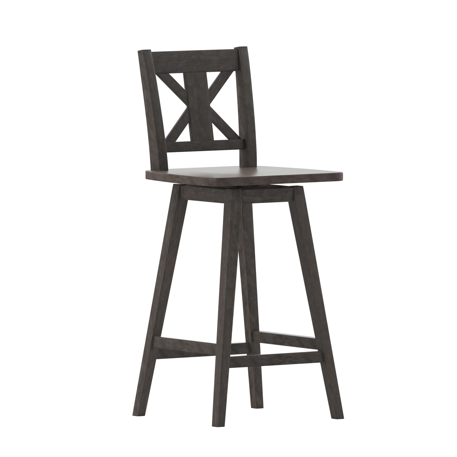 Flash Furniture Gwendolyn Commercial Grade Solid Wood Modern Farmhouse Swivel Bar Height Barstool, Gray Wash Walnut - Image 3