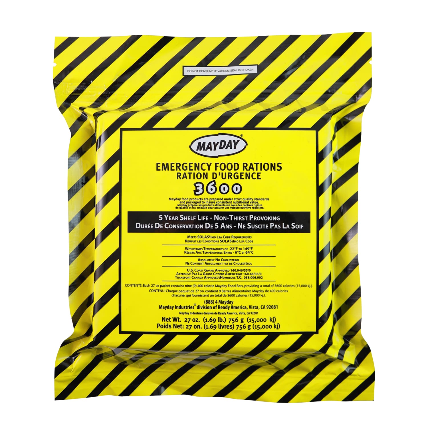 Ready America Emergency 3,600 Calorie Food Bars, Pack Of 10 Bars