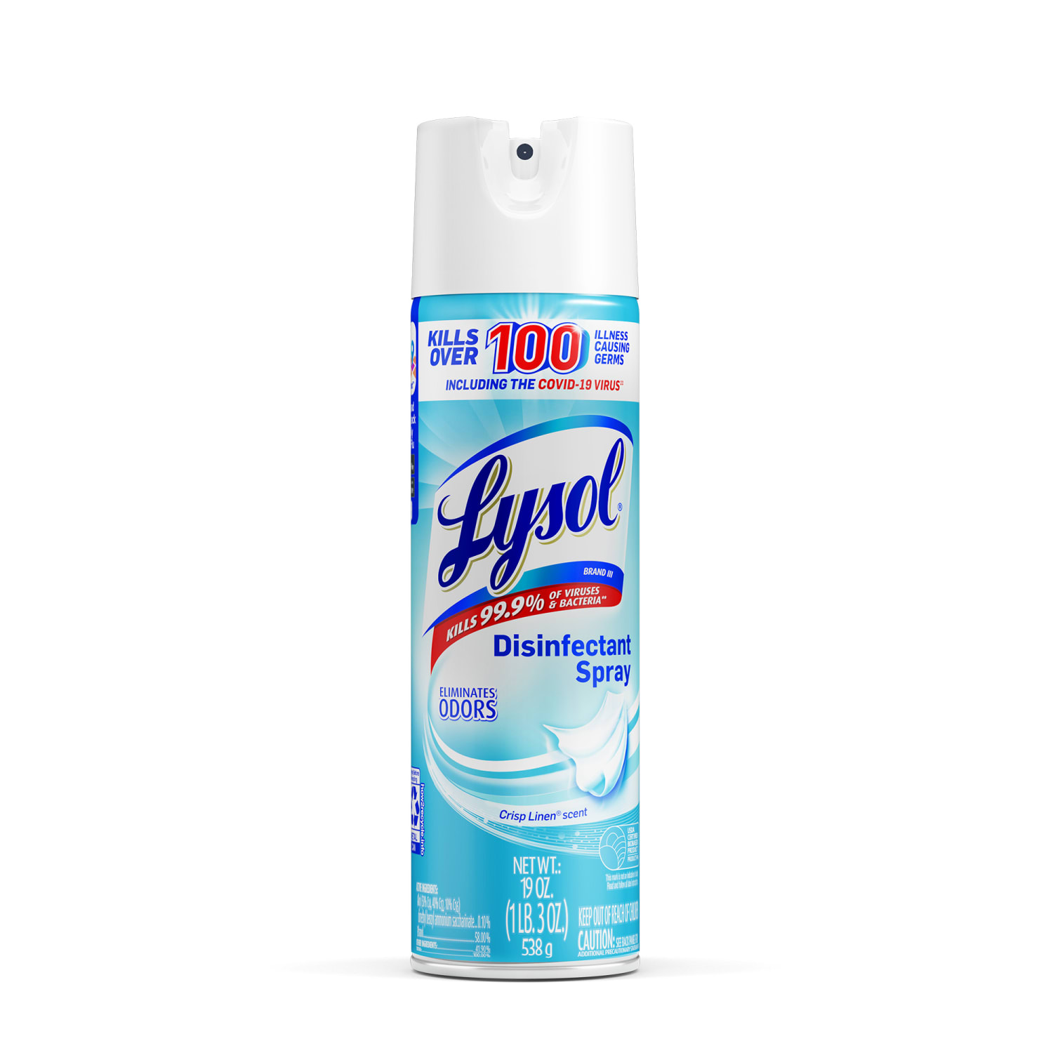 Lysol Crisp Linen Disinfectant Spray - 19 fl oz (0.6 quart) - Crisp Linen Scent - 1 Each - Easy to Use - Clear - Image 3