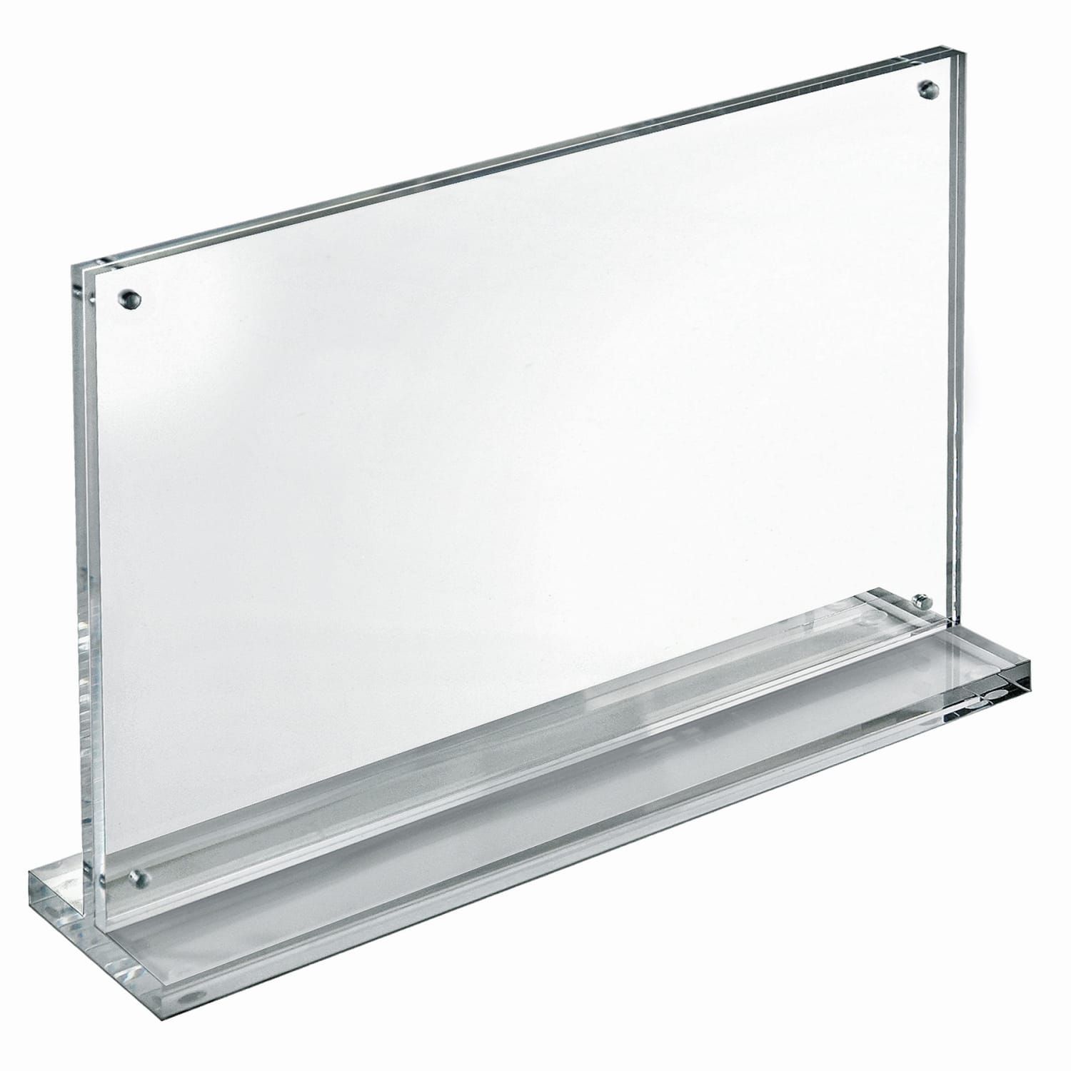 Azar Displays Acrylic Horizontal Slim Deluxe Block Frame, 10inH x 17inW x 3inD, Clear