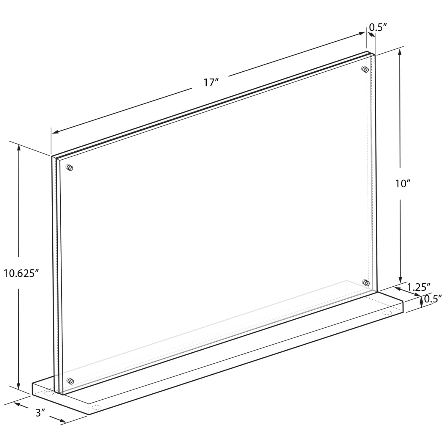Azar Displays Acrylic Horizontal Slim Deluxe Block Frame, 10inH x 17inW x 3'D, Clear - Image 3