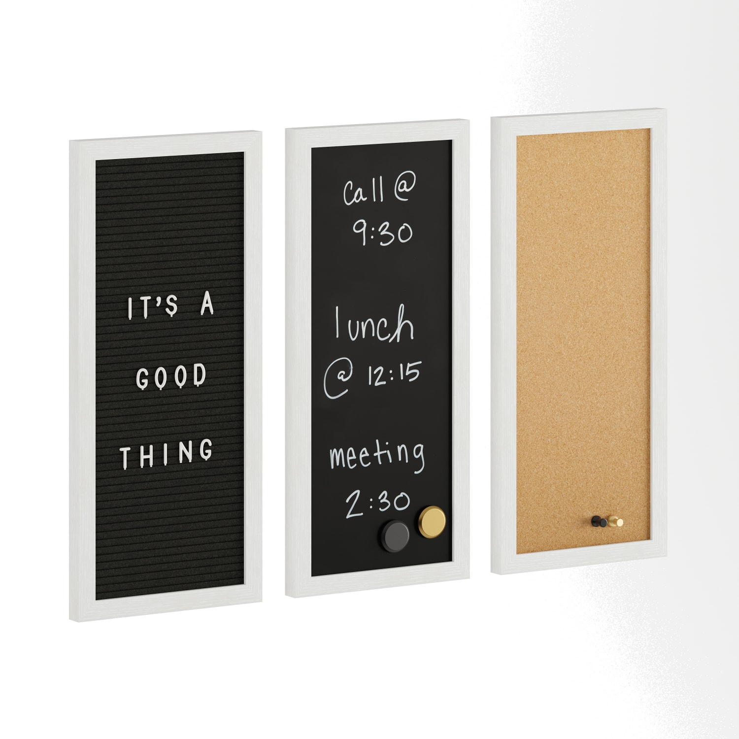 Martha Stewart Everette Cork, Chalk And Letter Board Set, 8in x 18in, Black/Brown, White Woodgrain Frame - Image 3