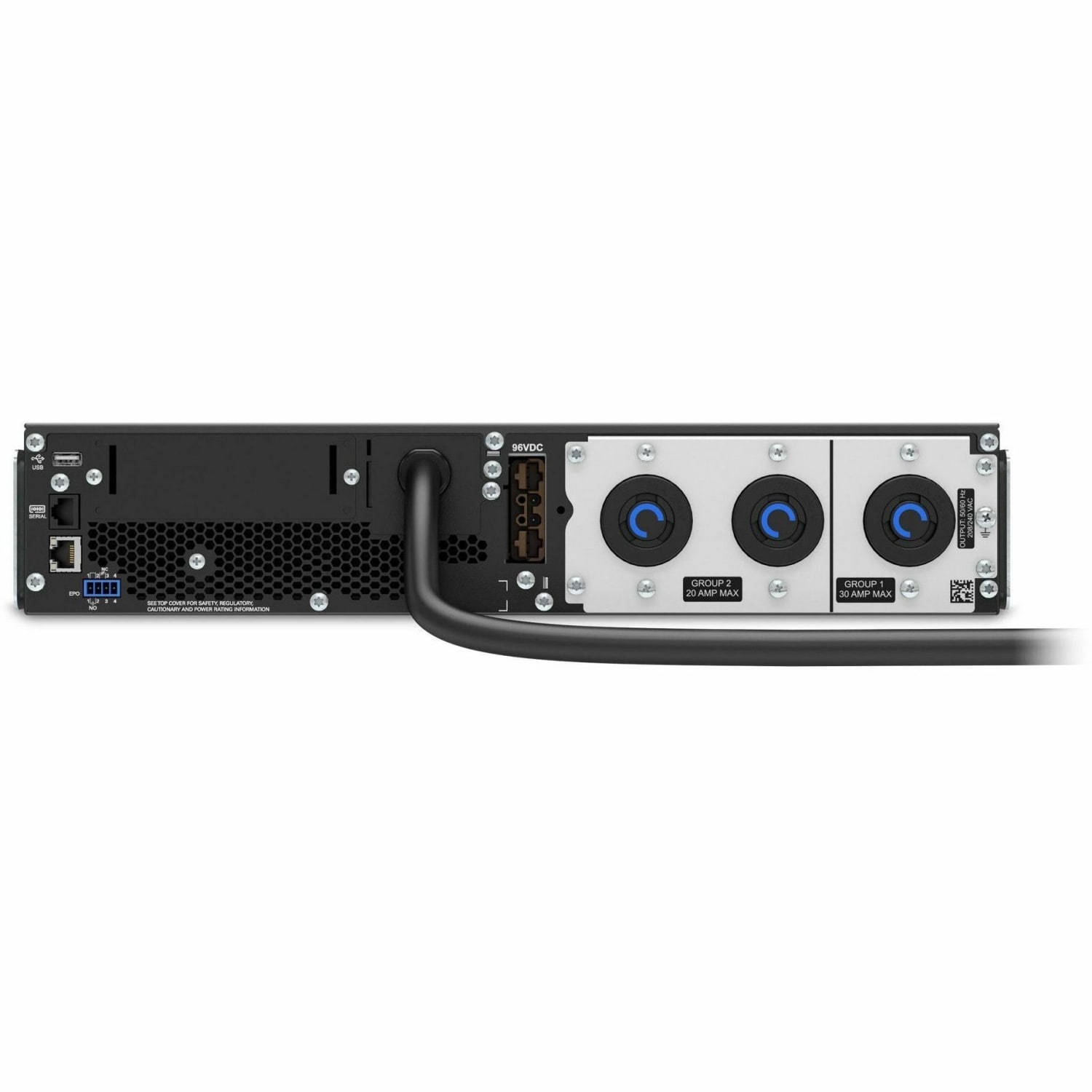 APC Smart-UPS On-Line, 3kVA, Rackmount 2U, 208V, 2x L6-20R+1x L6-30R NEMA outlets, SmartSlot, Extended runtime, W/ rail kit - 2U Rack-mountable - 3 Hour Recharge - 4 Minute Stand-by - 208 V Input - 208 V AC Output - Sine Wave - Image 4