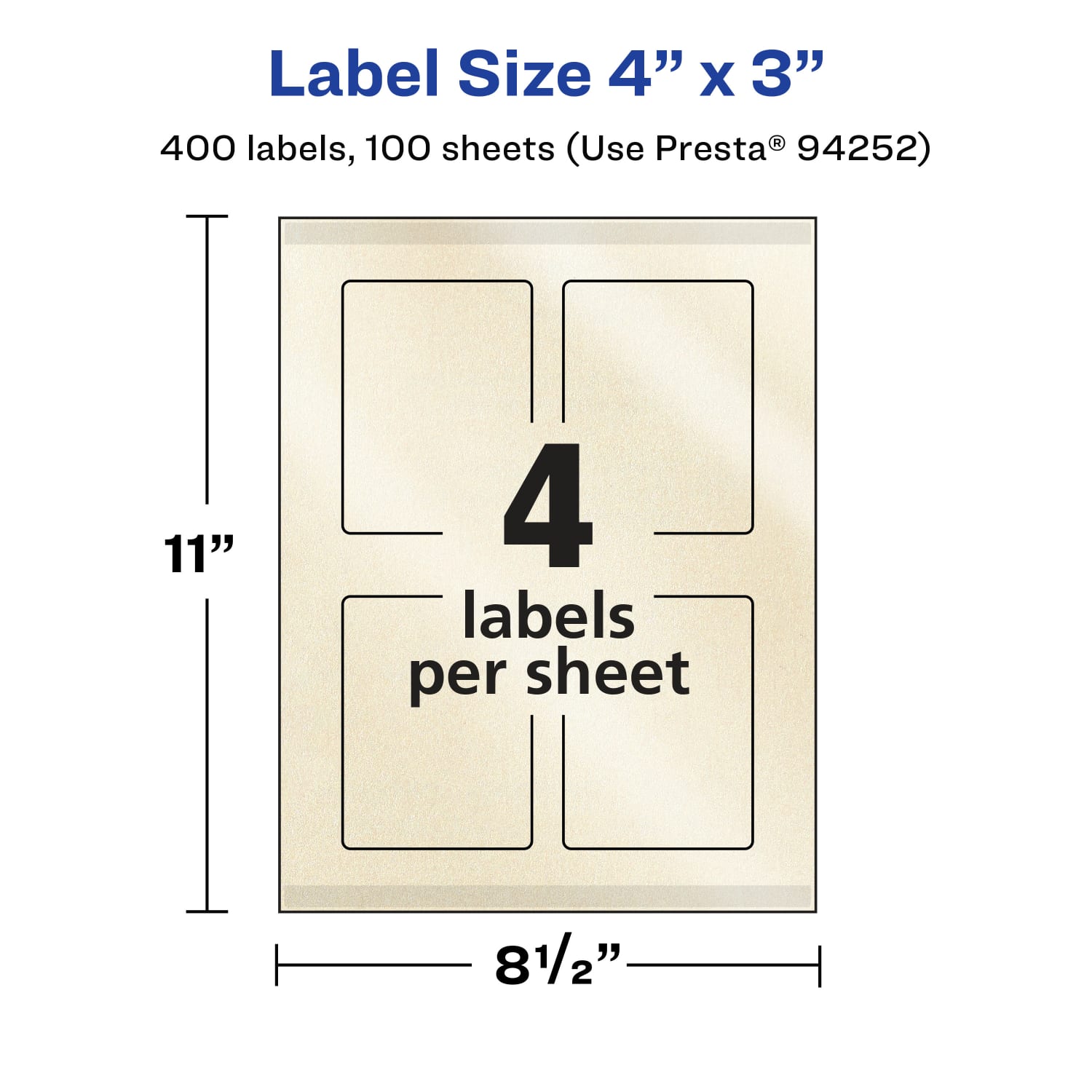 Avery Pearlized Permanent Labels With Sure Feed, 94252-PIP100, Rectangle, 4in x 3in, Ivory, Pack Of 400 Labels - Image 6