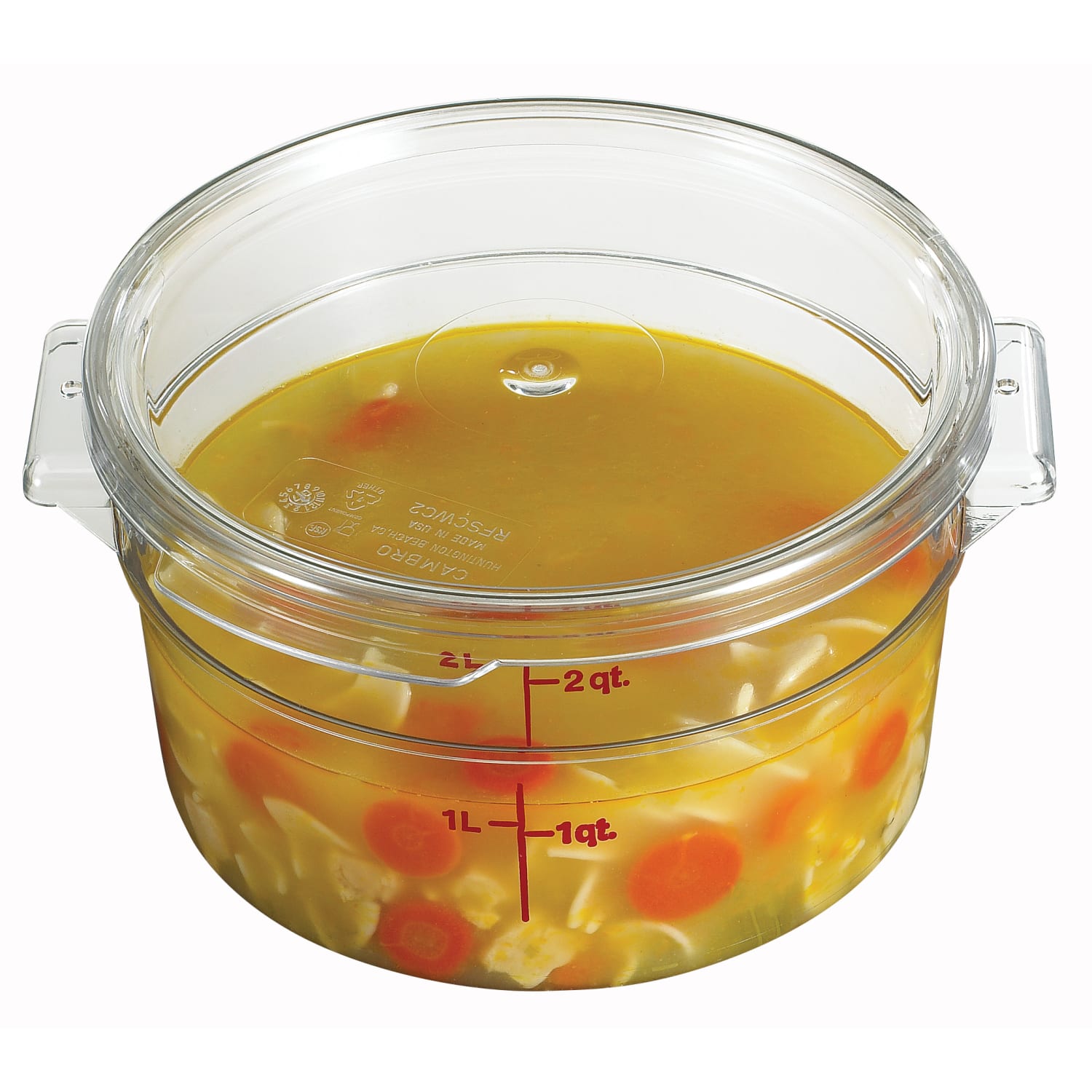 Cambro Camwear Round Food Storage Lids For 2- And 4-Qt Containers, Clear, Pack Of 12 Lids - Image 3