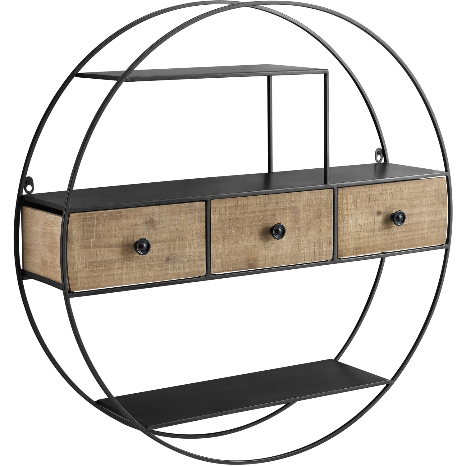 Linon Hurstfield Wall Shelf, 29-1/2inH x 29-1/2inW x 7-1/4inD, Black/Natural - Image 5