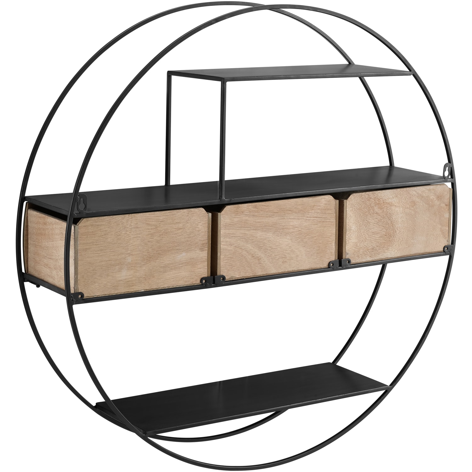 Linon Hurstfield Wall Shelf, 29-1/2inH x 29-1/2inW x 7-1/4inD, Black/Natural - Image 6