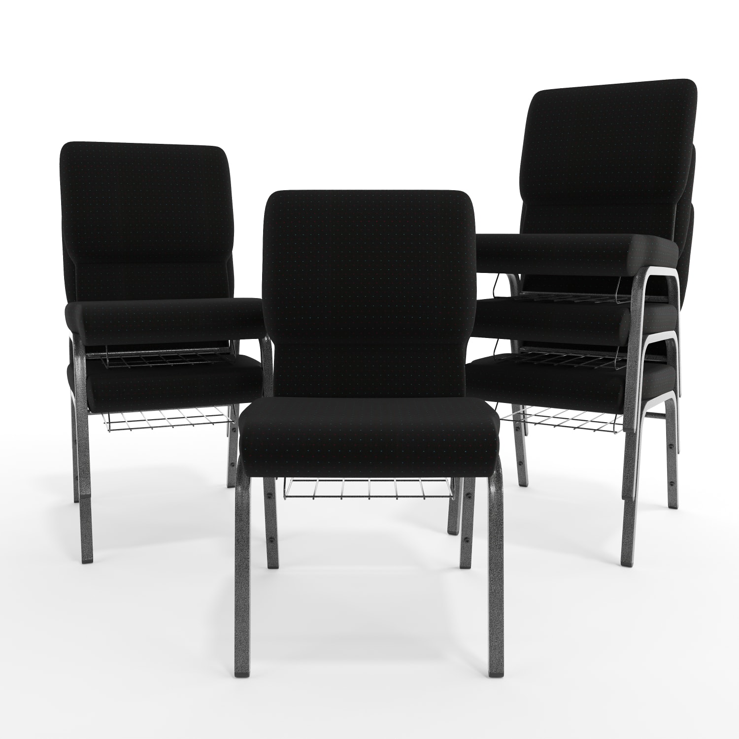 Flash Furniture HERCULES Church Chair With Book Rack Black PatternSilver Vein PopularChairscom