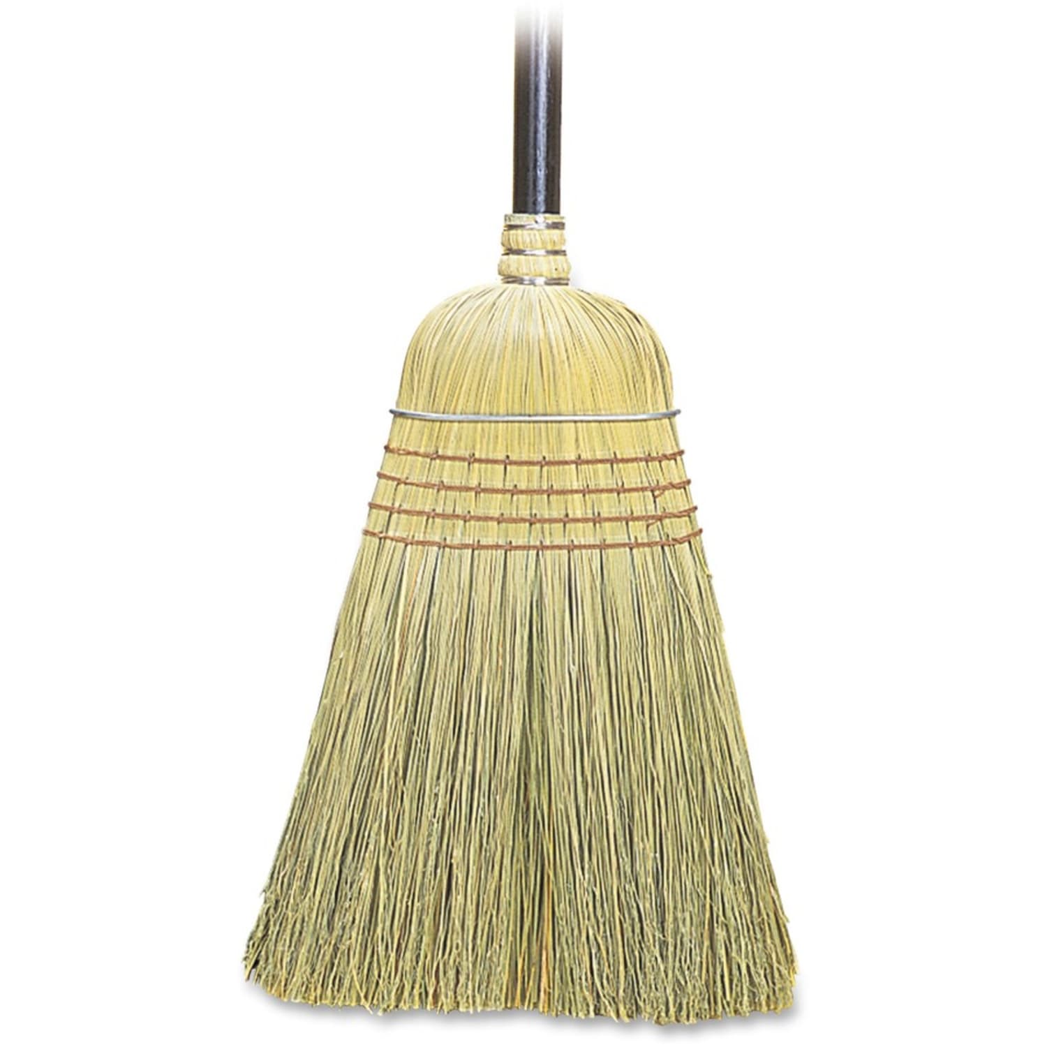 Genuine Joe Warehouse Broom - Corn Fiber Bristle - 38in Handle Length - 57in Overall Length - Lacquered Wood Handle - 6 / Carton - Natural - Image 4