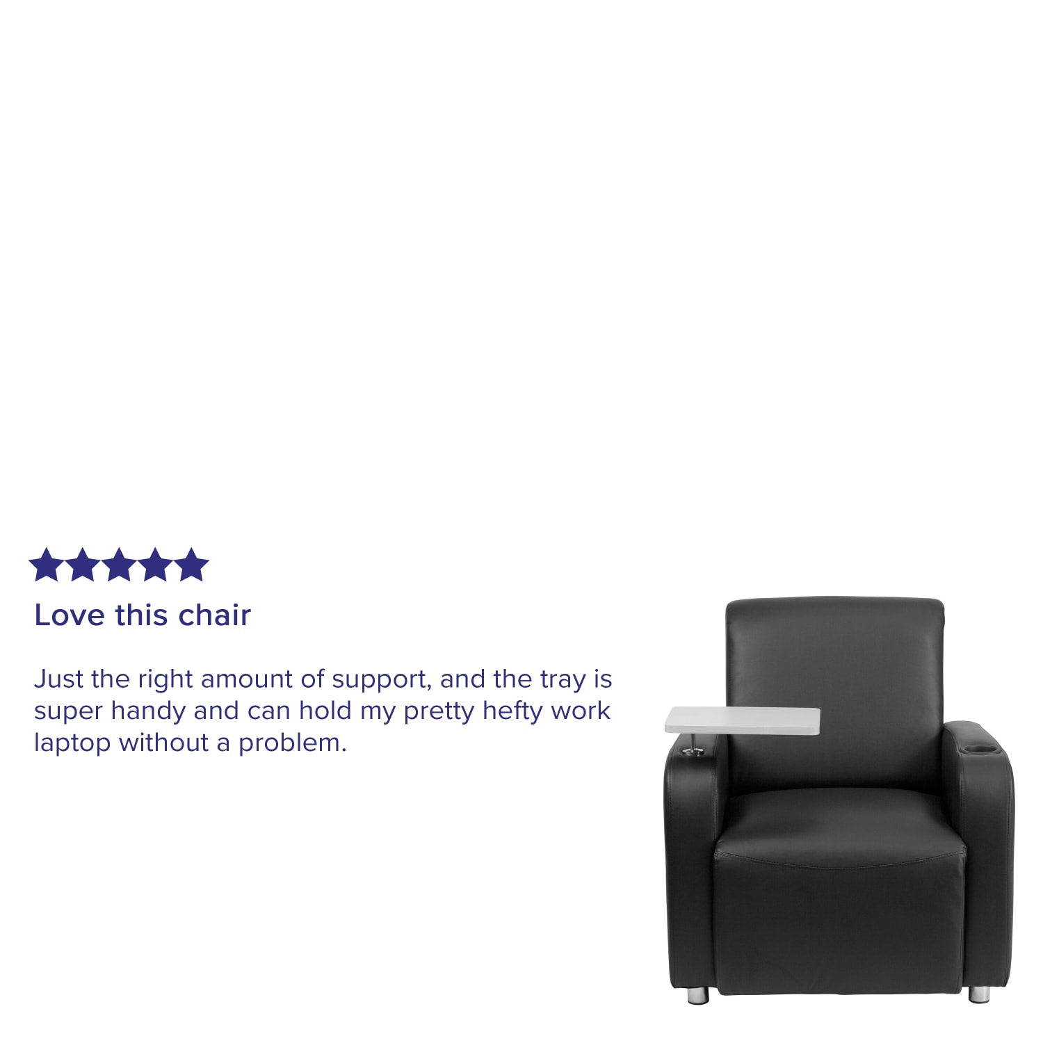 Flash Furniture LeatherSoft Faux Leather Guest Chair With Tablet Arm, Black/Gray - Image 5