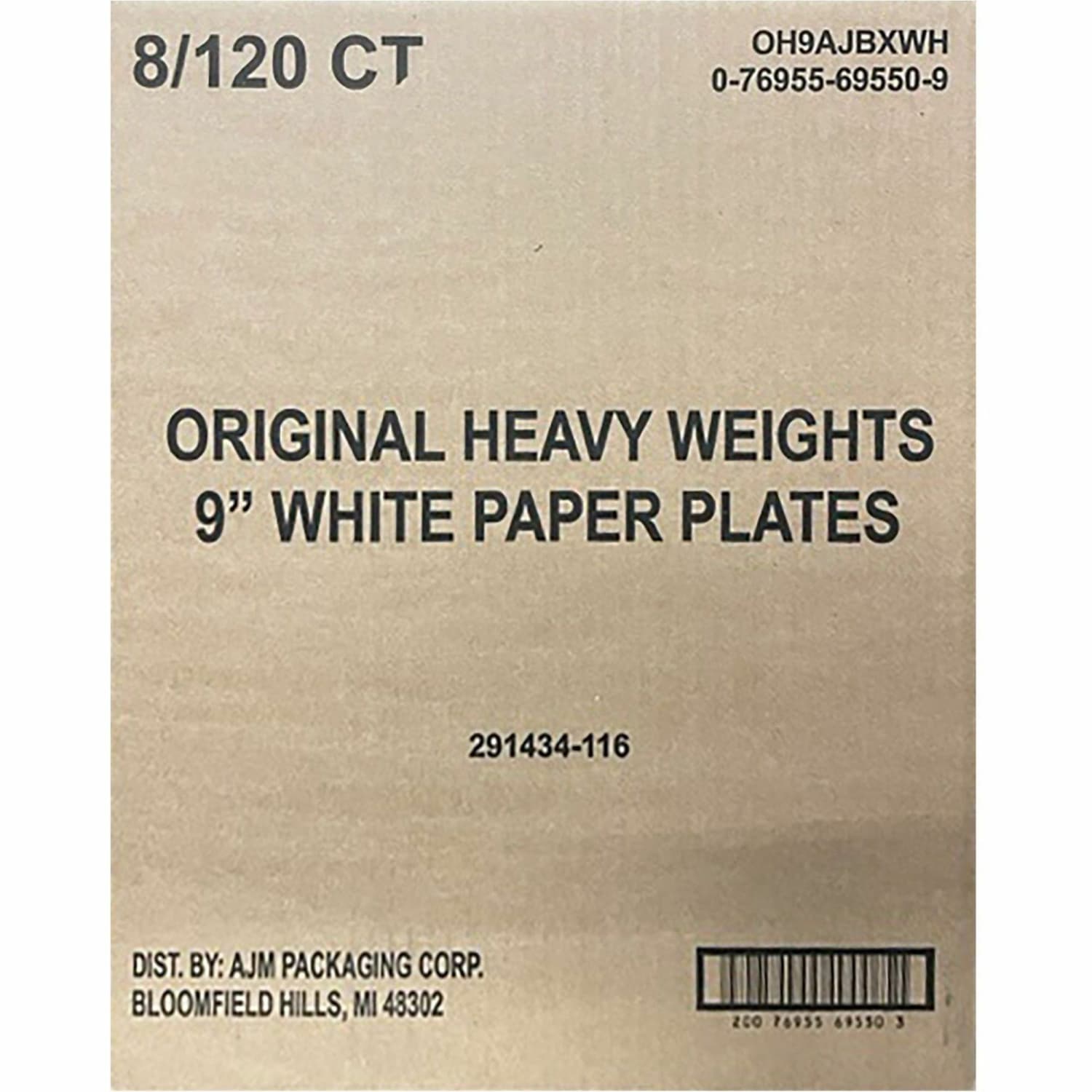 AJM 9in Original Heavyweight Plates - Serving, Reheating - Disposable - Microwave Safe - 9in Diameter - White - Paper Body - 120/Pack - 8 / Carton - Image 3